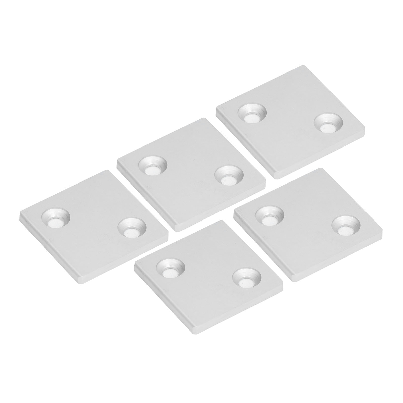 Satz Mit 5 Doppelschlitz-profilendkappen Aus Aluminiumlegierung Zur Befestigung Von Industrieprofilen, Silberfarben.