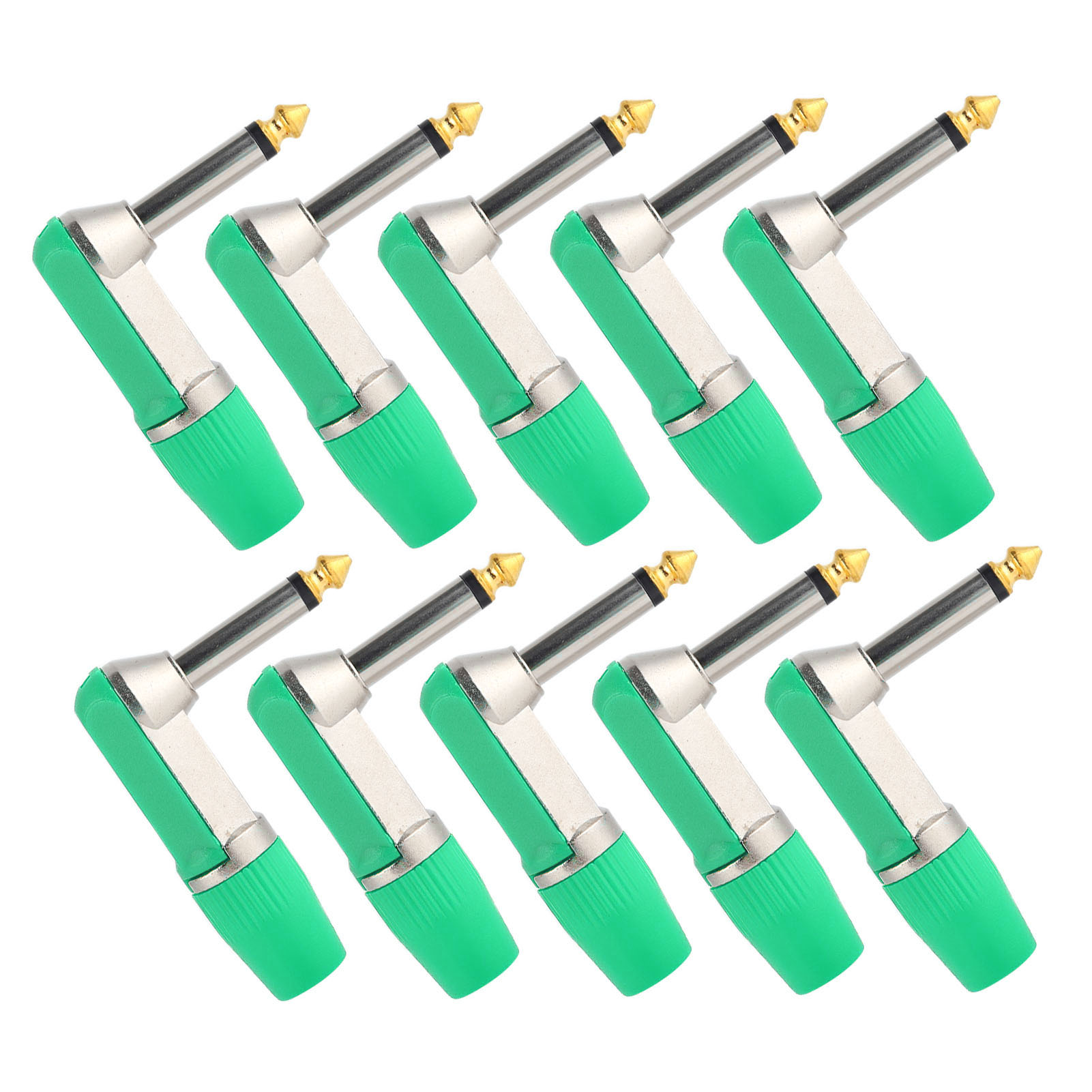 Packung Mit 10 Xlr-winkel-6,35-mm-audioadaptern, Professionell, Langlebig Und Korrosionsbeständig, Für Kopfhörer (grün).