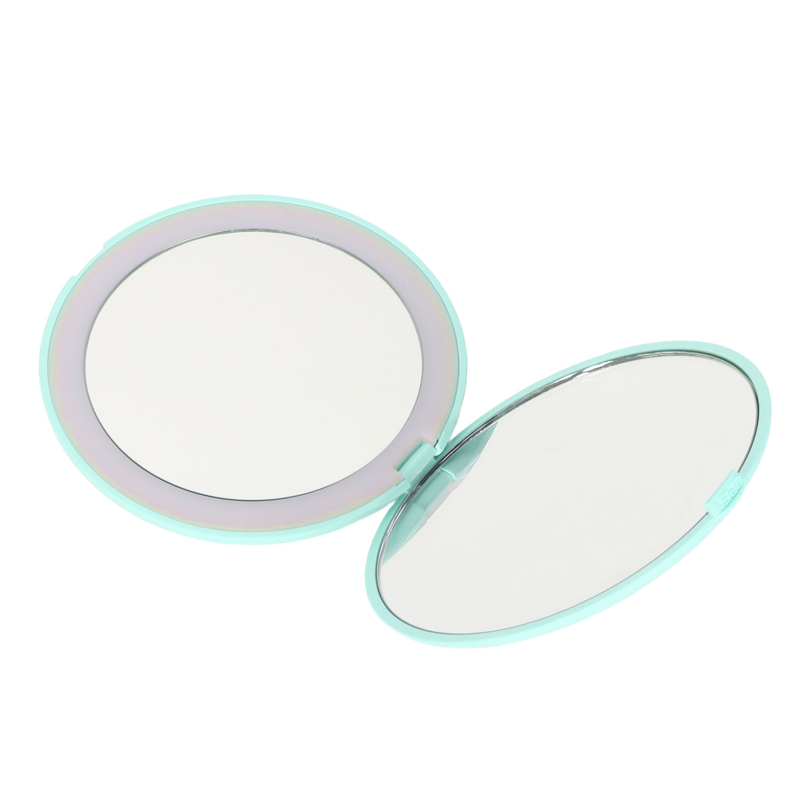 Tragbarer 3,5-zoll-led-schminkspiegel, 1x/2x Vergrößerung, 6500k, Faltbar, Doppelseitig, Hell, Ideal Für Reisen (grün).