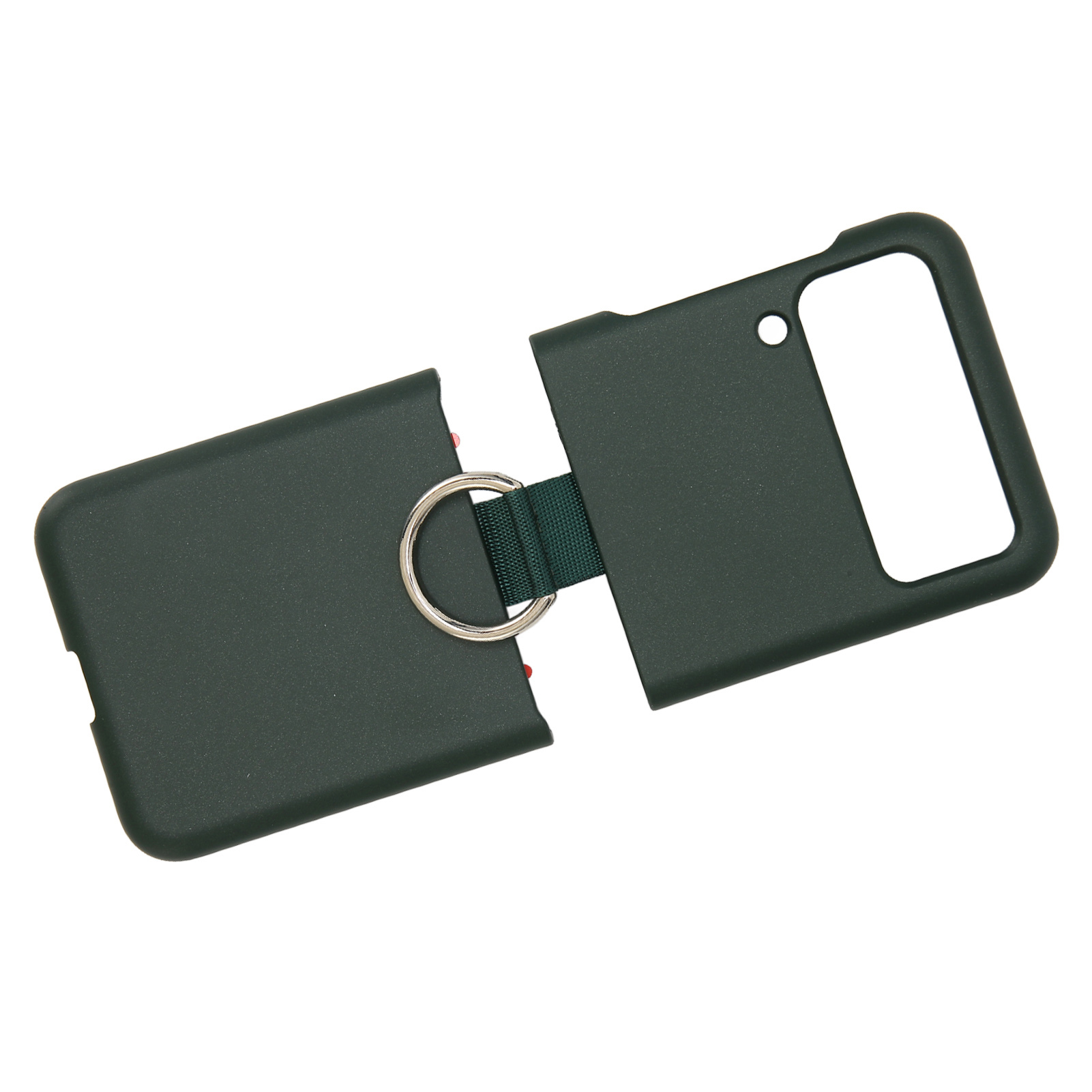 Schutzhülle Für Galaxy Z Flip 3 Aus Mattiertem Polycarbonat, Mit Ständer Und Fingerschlaufe, In Grün.