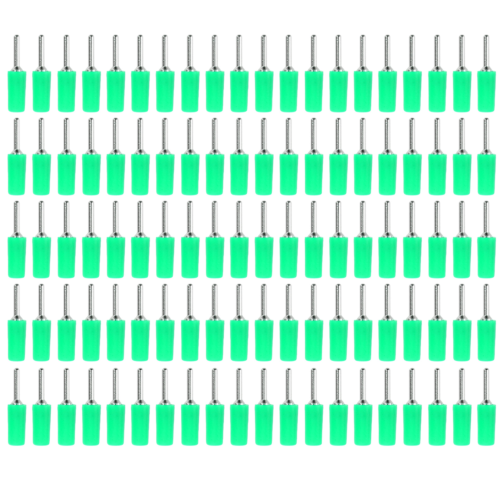 Packung Mit 100 Geraden Bananensteckern (männlich) Aus Vernickeltem Messing Für Interne, Federbelastete Frontplatten J.10001, 2 Mm, Grün