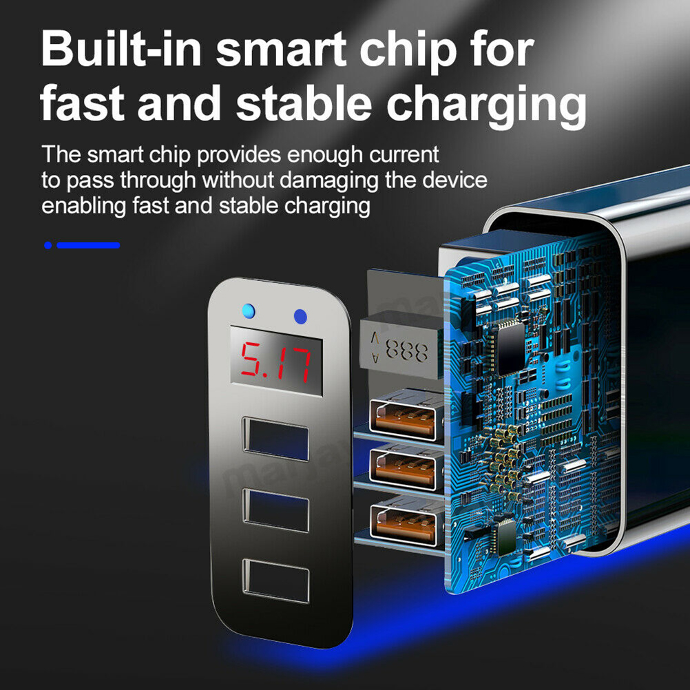 Qc 3.0 Schnellladegerät Mit Led-usb-hub, Netzteil Kompatibel Mit Samsung Und Iphone