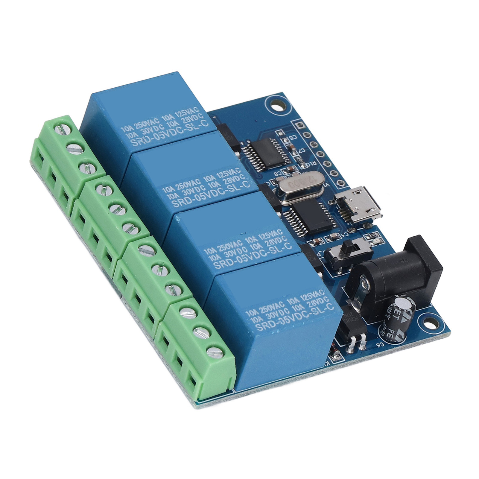 4-wege-relaismodul Mit Led-anzeige, Übergangsschutz, 8-bit-mikrocontroller, Usb-anschluss, Lange Lebensdauer.