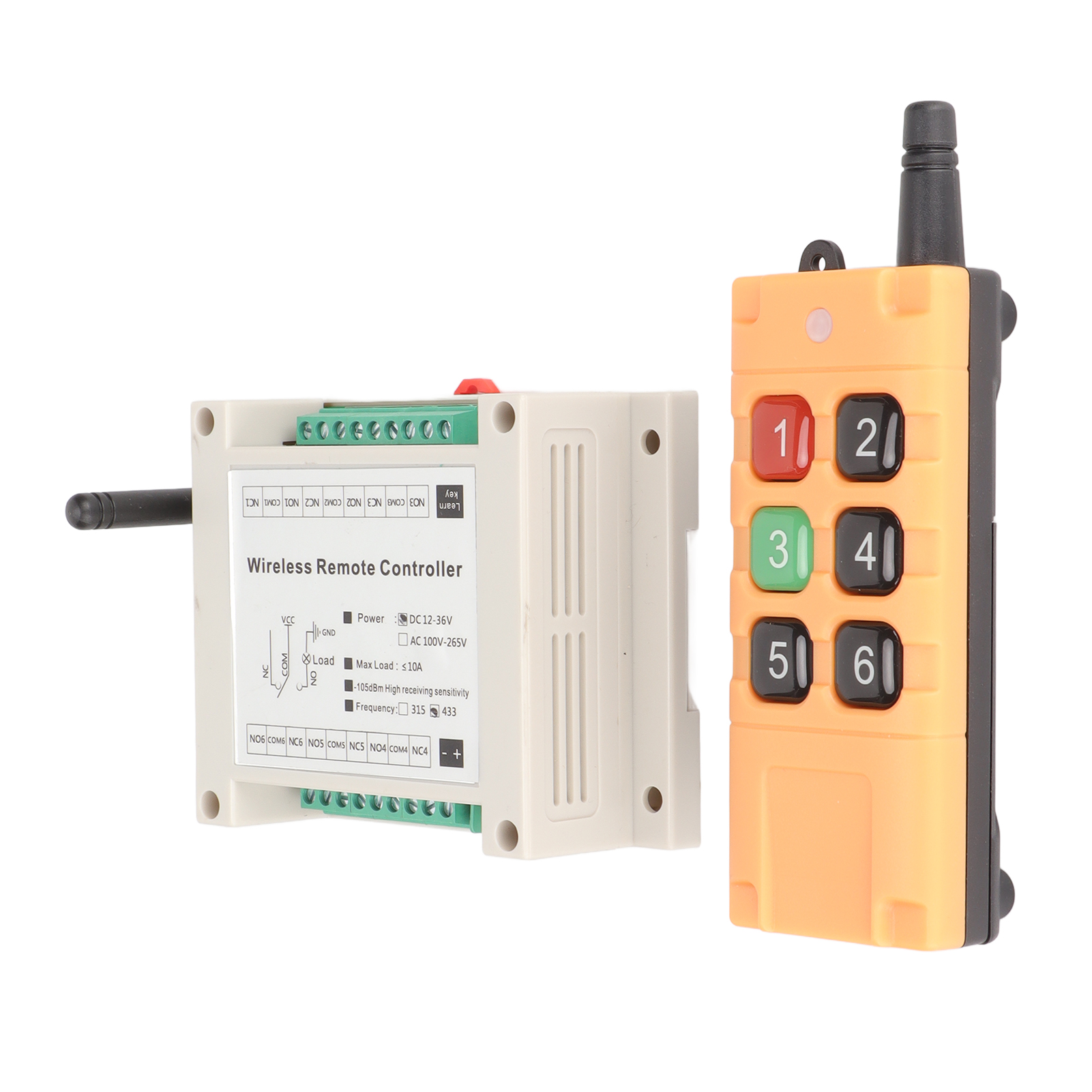 6-kanal-multifunktions-fernschalter Mit Relais, 433 Mhz, Für Elektrische Türen Und Fenster (industrie), 12–36 V Dc
