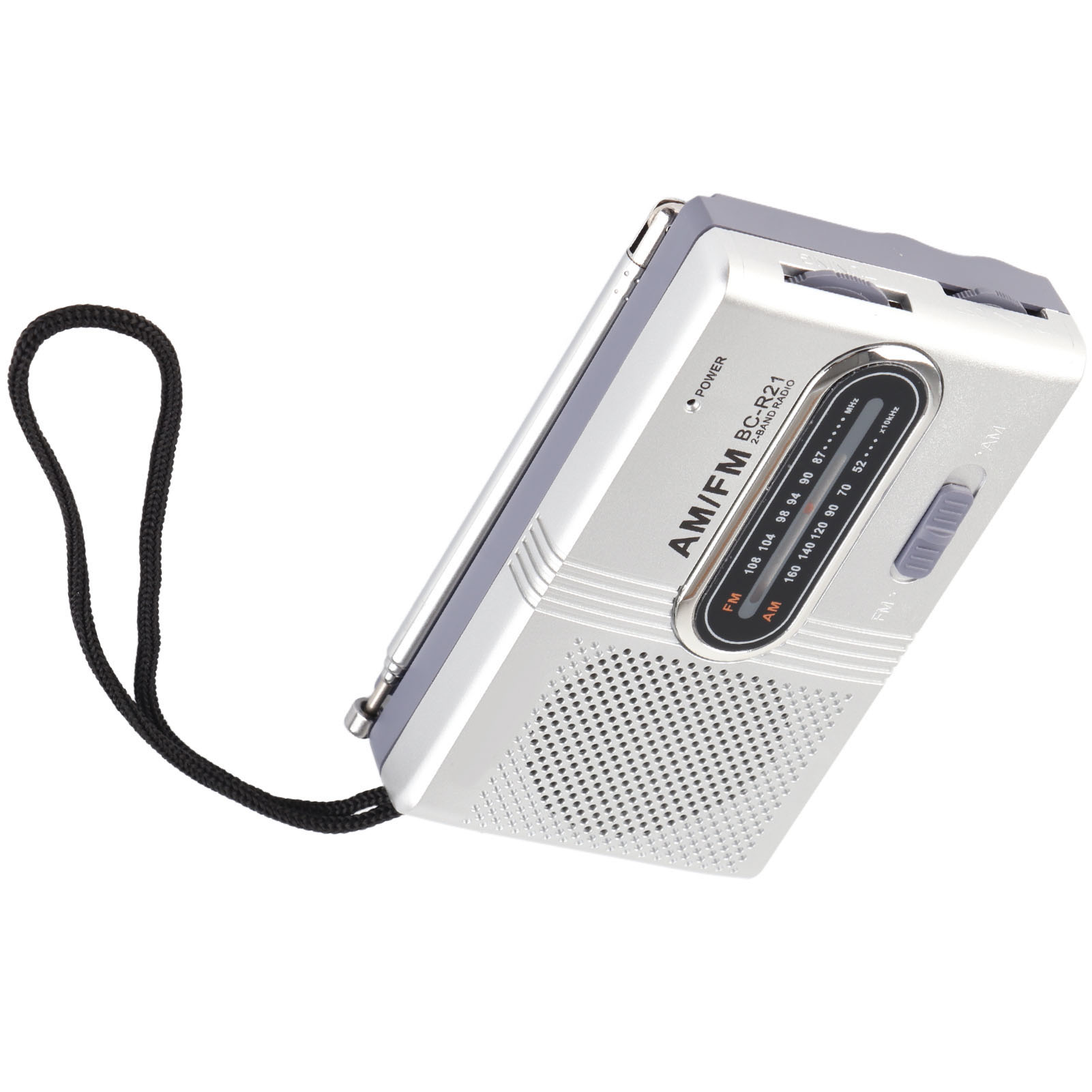 Tragbares Am/fm-taschenradio Mit 5-watt-lautsprecher Und Kopfhöreranschluss, Silbergrau, Ideal Für Den Einsatz Zu Hause Und Im Freien.
