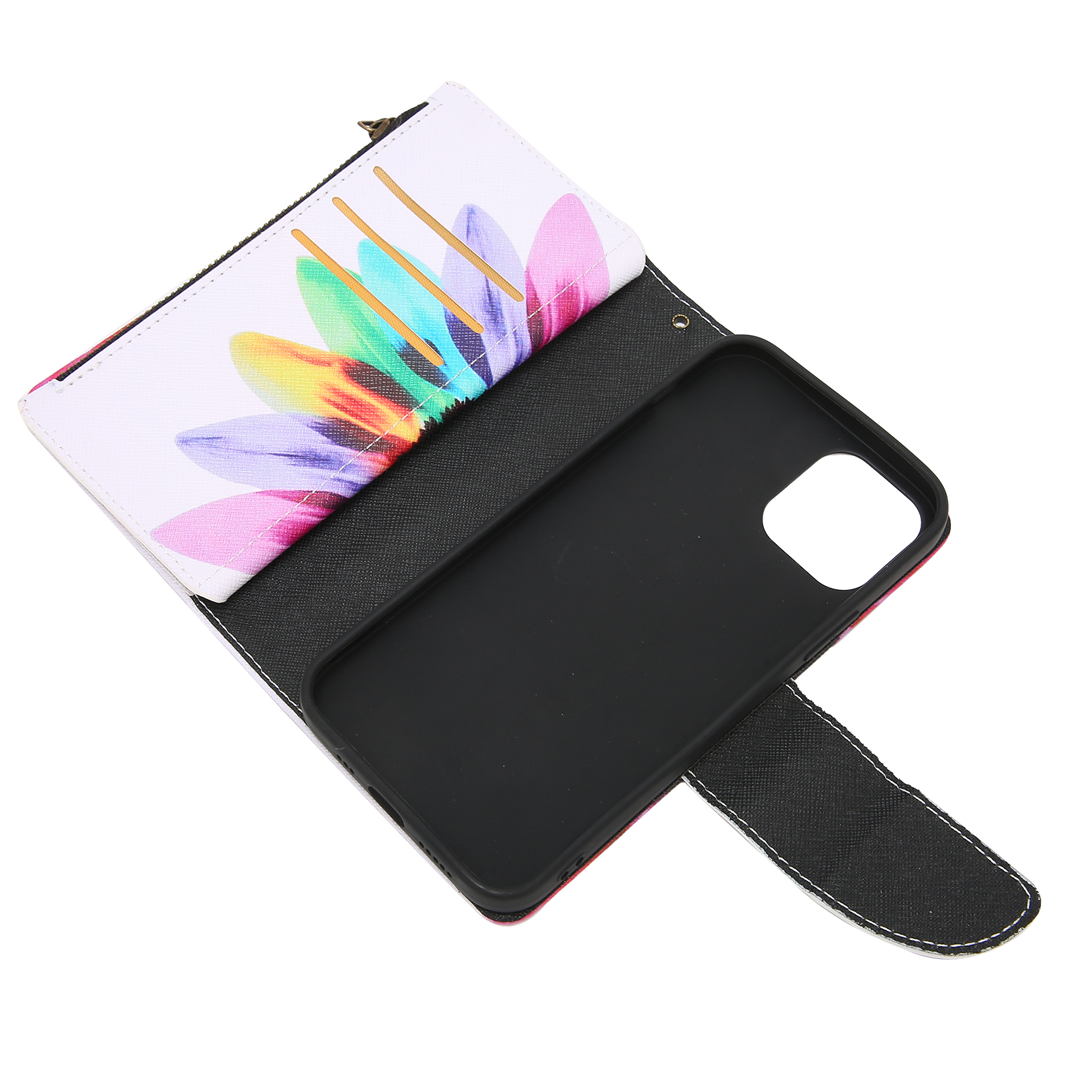 Schutzhülle Für Iphone 12 Pro, Sonnenblumenmuster, Mit Reißverschluss Und Handschlaufe.