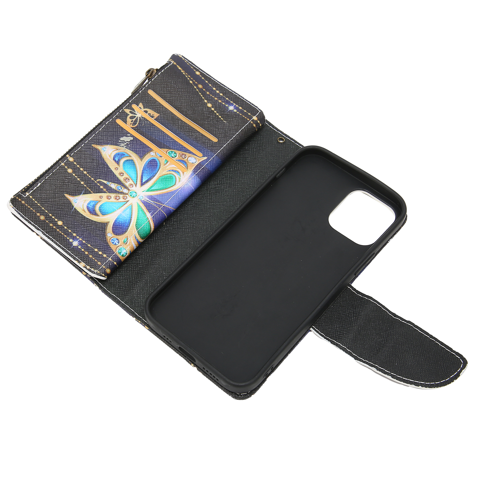 Schutzhülle Für Iphone 12 Pro, Bemalte Reißverschlusstasche Mit Handschlaufe, Großer Schmetterling