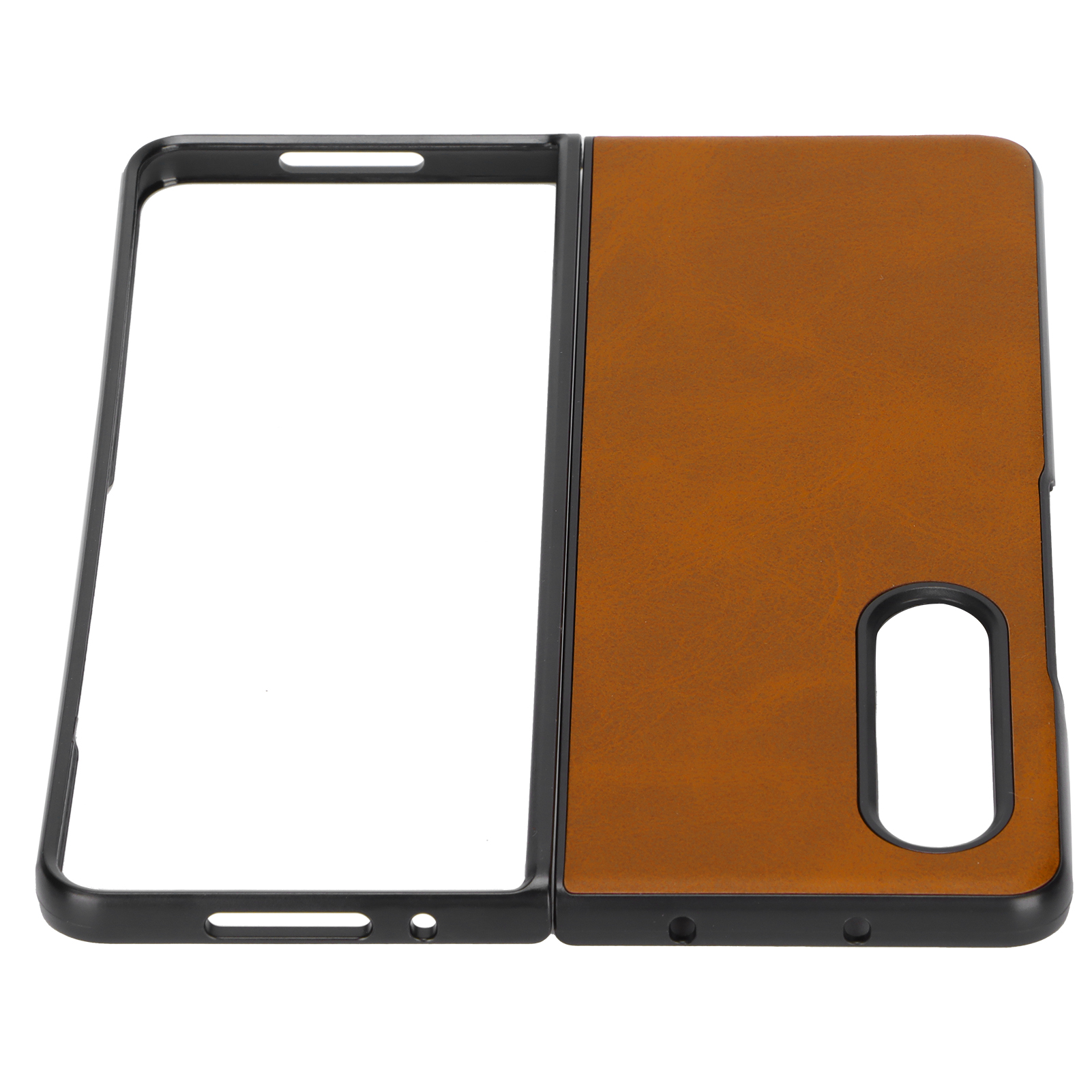 Harte, Braune Lederhülle Für Samsung Galaxy Z Fold 3: Schutz Vor Kratzern Und Stößen.