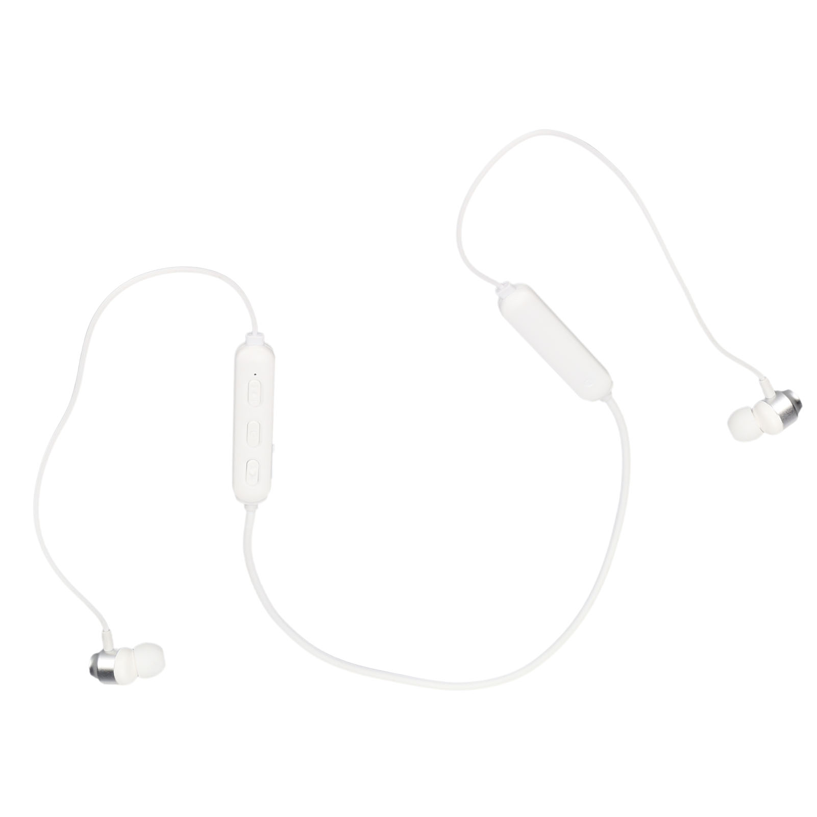 Kabellose Bluetooth-kopfhörer Mit Integriertem Mikrofon, Ideal Für Sport Und Mit Geräuschunterdrückung. Die Kopfhörer Werden Mit Einem Nackenbügel Und Weißen Ohrstöpseln Geliefert.