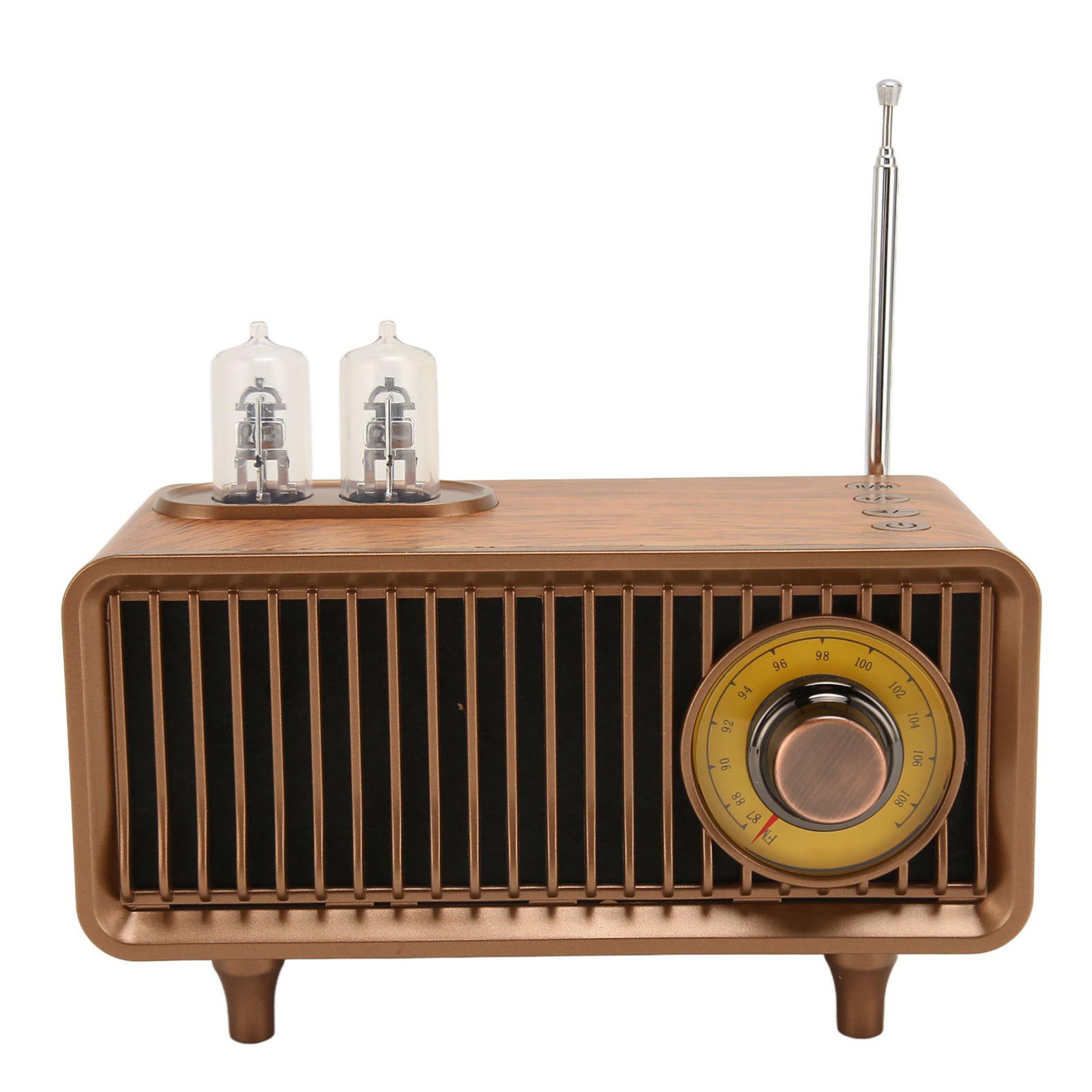 Mini-stereo-fm-radio Im Vintage-stil Aus Holz, Holzimitat-finish, Tragbarer Bluetooth-lautsprecher
