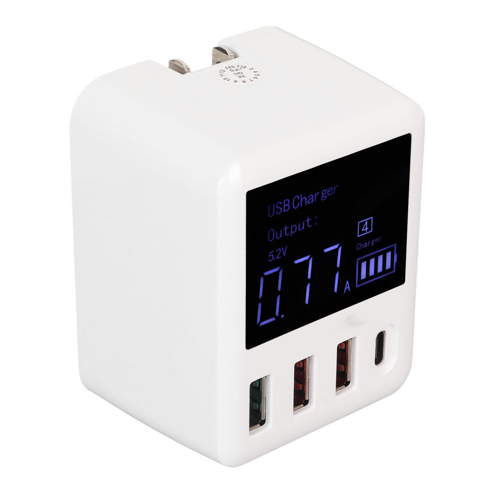 4-port Qc3.0 Pd20w Usb-wandladegerät Mit Lcd-display, Schnellladefunktion, 100–240 V Usb-c-reiseladegerät, Europäischer Stecker