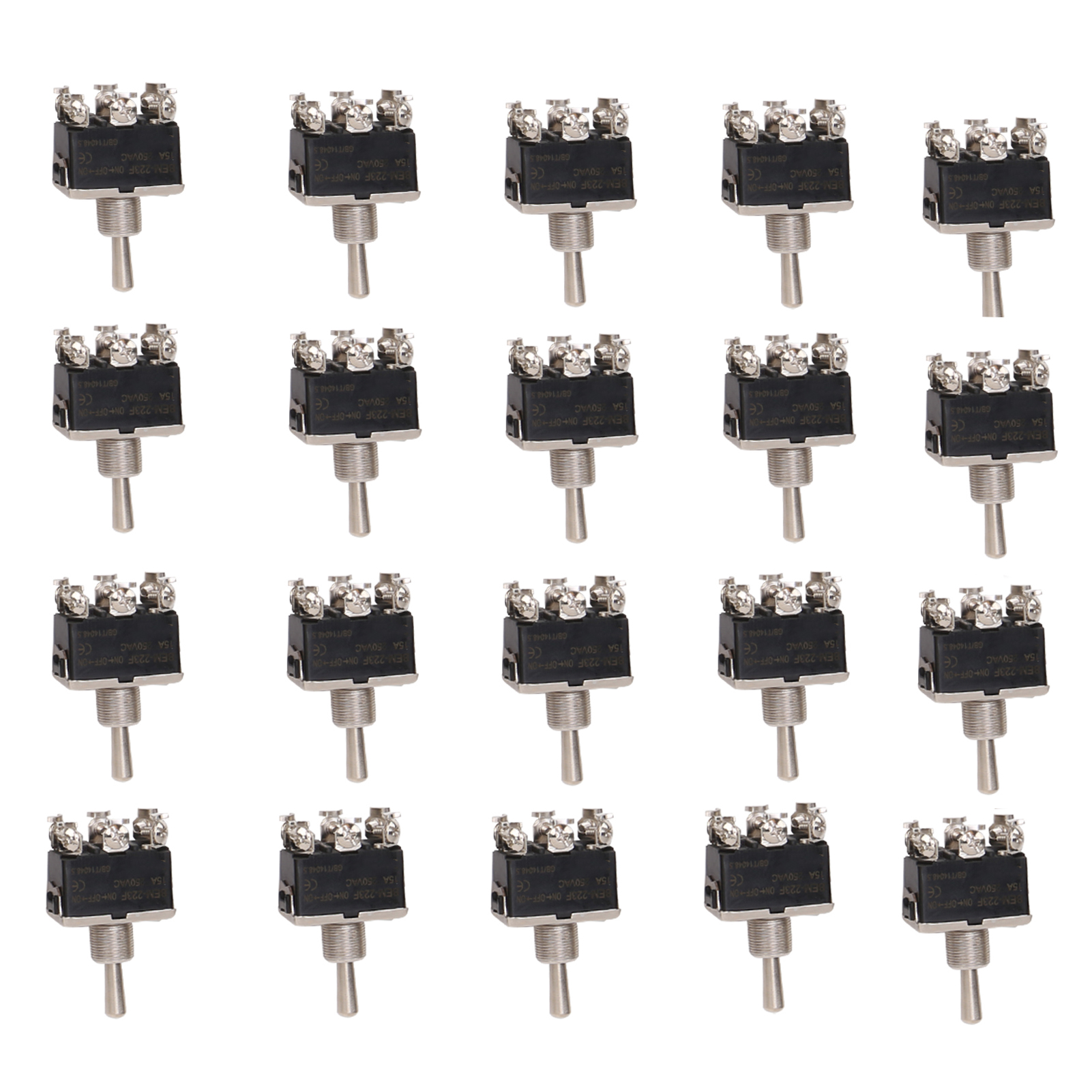 Packung Mit 20 Berm Kippschaltern, 3-positionen Led-minischalter (ein/aus/ein), 6 Pins, 15 A, 250 V Ac.