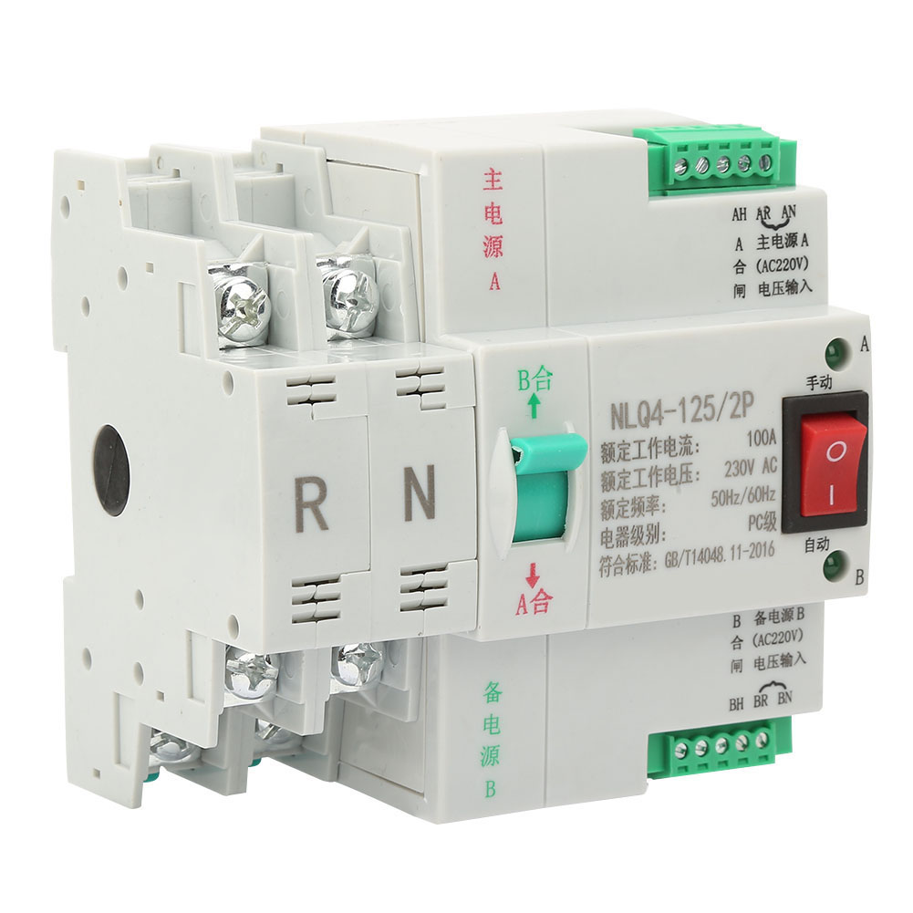 Ac 230v 2p 63/80/100a (100a) Automatischer Wippschalter Mit Dualer Leistungsumschaltung