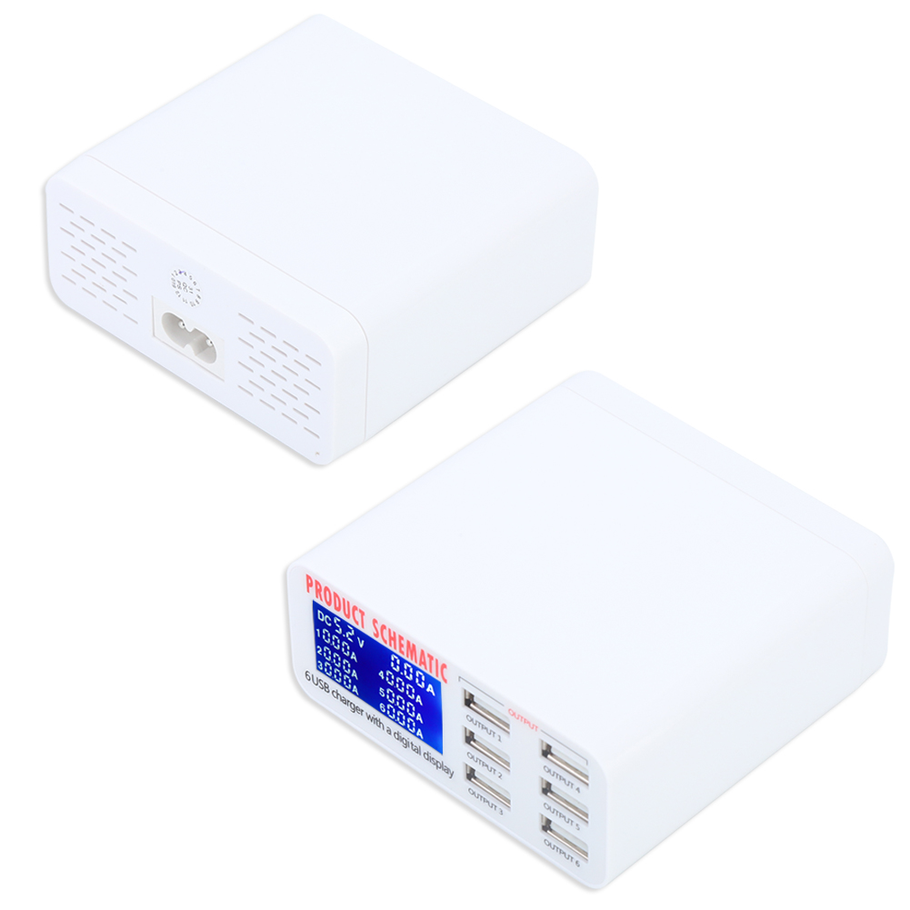 Multifunktionales Intelligentes 6-port-usb-wandladegerät Für Mobiltelefone Und Tablets (100-240 V Eu)