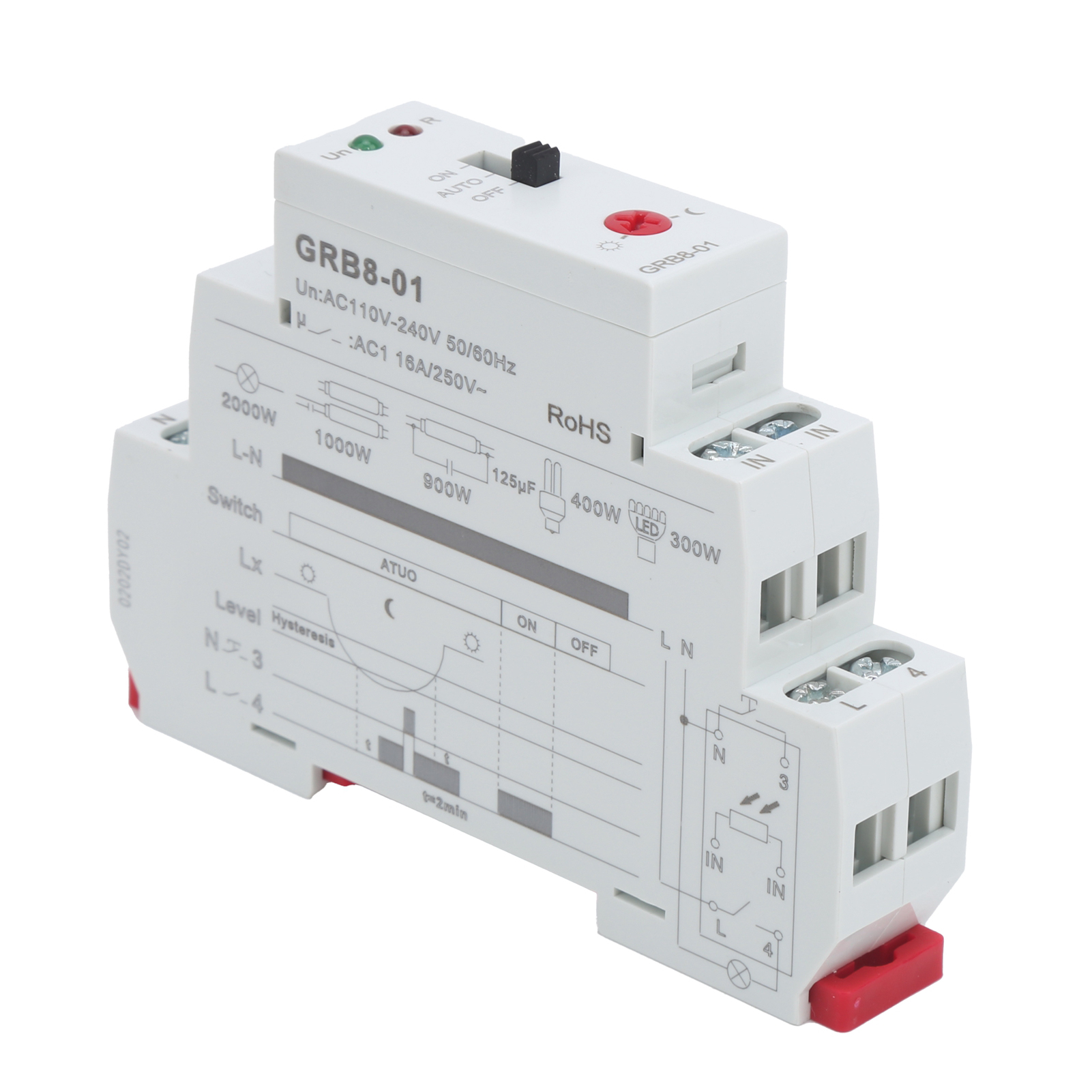 Lichtsteuerungsrelais Mit Zeitverzögerung Und Überlastschutz Grb8-01 Ac 110-240 V
