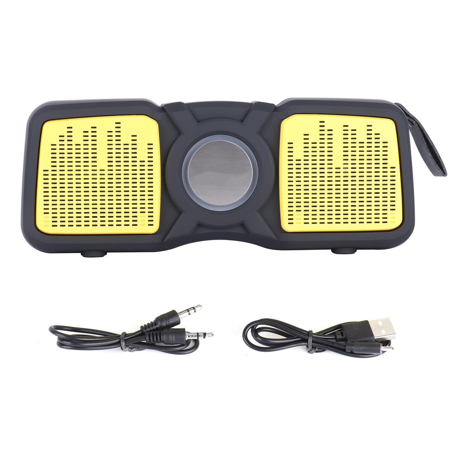 Tragbarer Kabelloser Bluetooth-lautsprecher Mit Zwei Lautsprechern Und Farbigen Gelben Lichtern