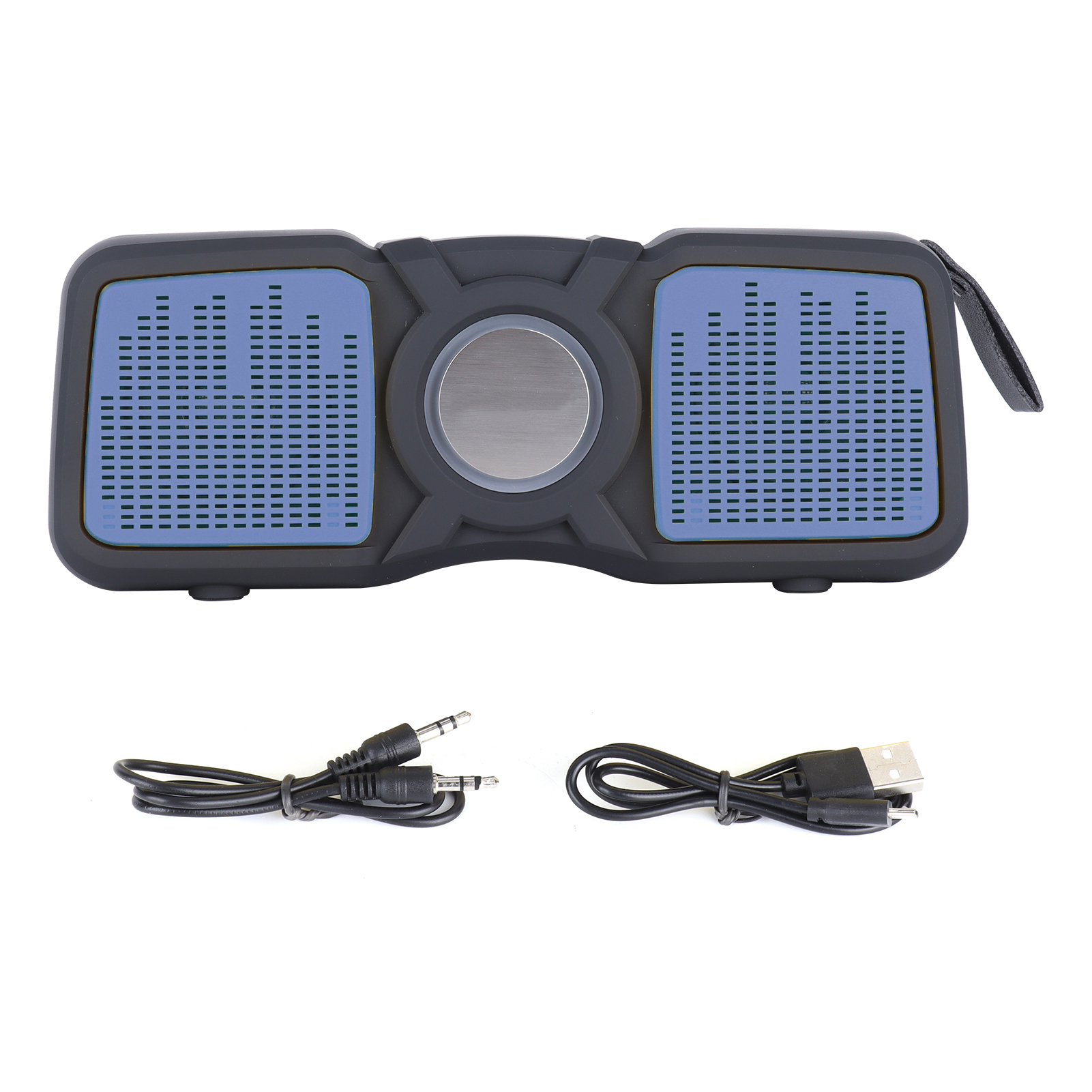 Tragbarer Kabelloser Bluetooth-lautsprecher Mit Zwei Lautsprechern Und Blauen Leds