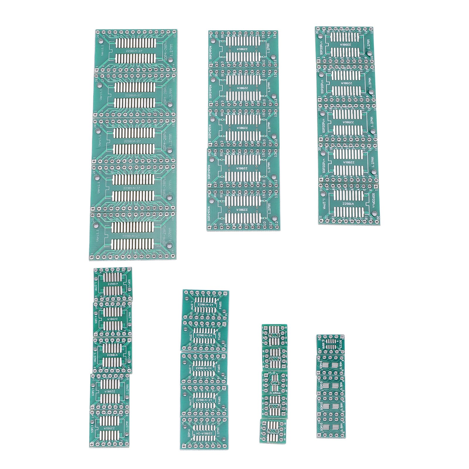Packung Mit 35 Adapterplatinen Zum Debuggen Und Warten Von Signalquellen (8p, 10p, 14p, 16p, 20p, 24p, 28p) – Ersatz Für Leiterplatten