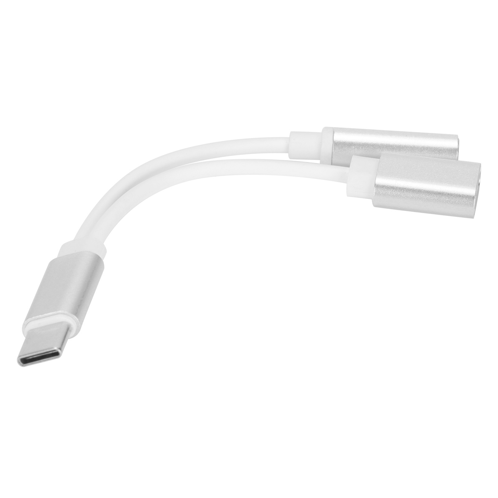 2-in-1 Usb-c Auf 3,5-mm-aux-audio-ladekabeladapter, Kopfhörer-splitteranschluss (silber)