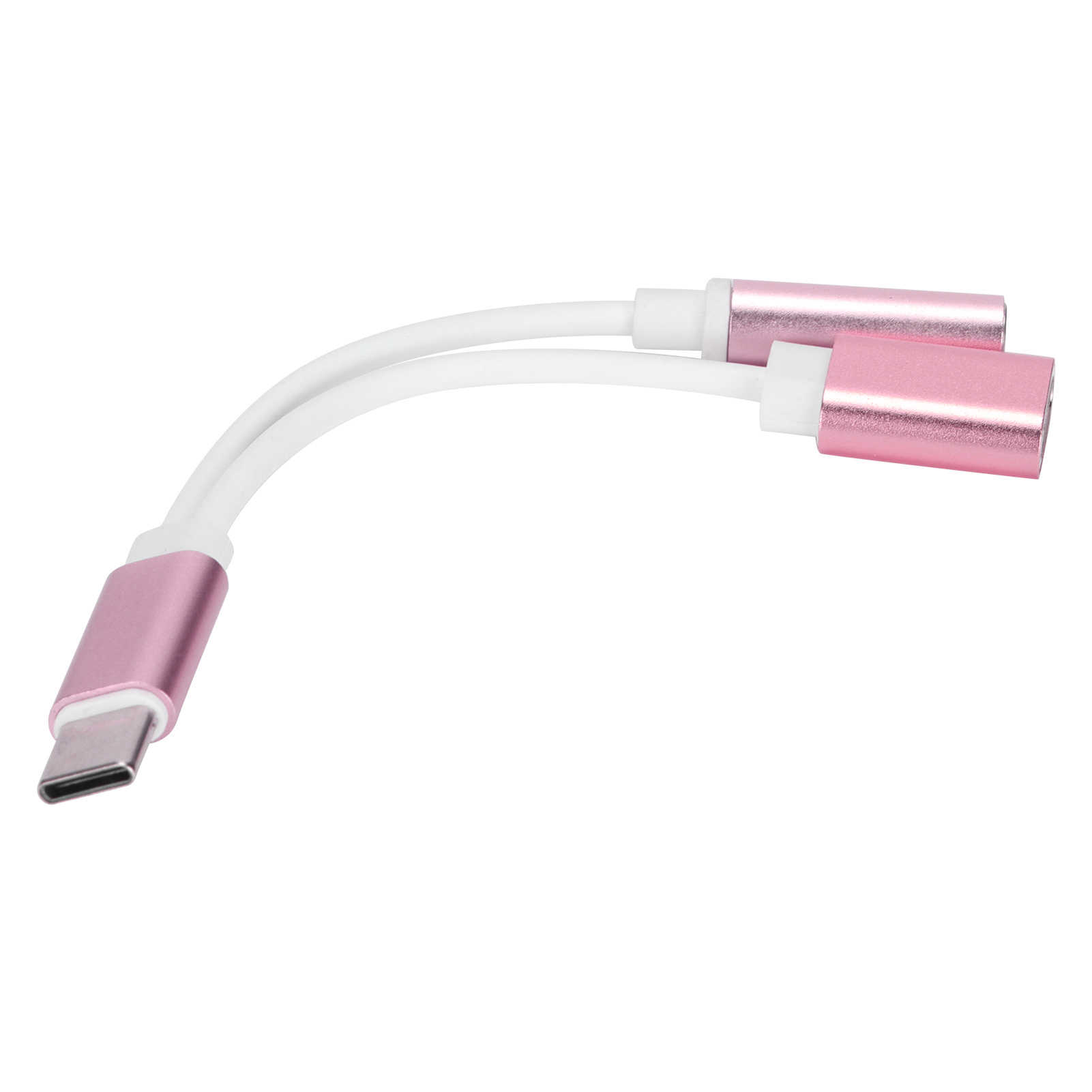 2-in-1 Usb-c Auf 3,5-mm-aux-audio-ladekabeladapter, Kopfhörer-splitteranschluss (pink)