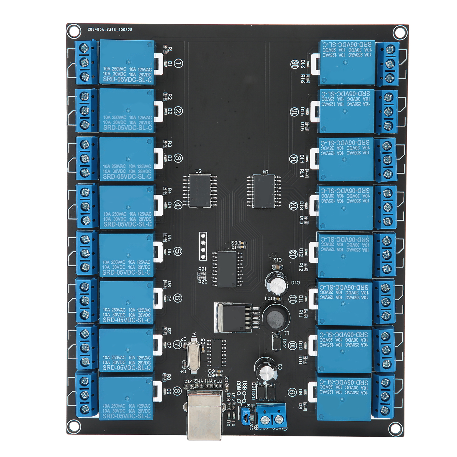 16-kanal 936v Spdt Schaltrelaismodul, Gesteuert Über Usb, Optoisolierte Platine
