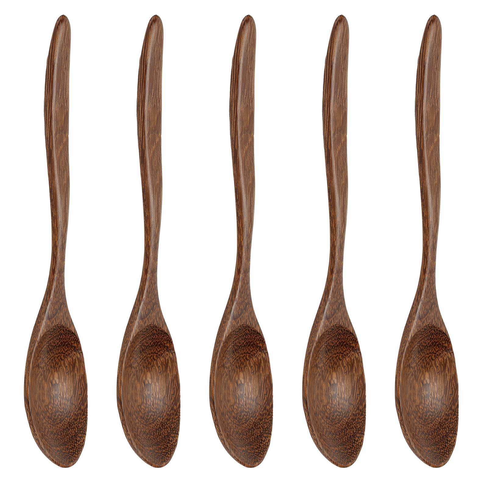 Set Aus 5 Glatten, Gratfreien, Robusten Und Langlebigen Naturholzlöffeln Im Vintage-stil, Hitzebeständig Und Mit Geschärfter Schneide.