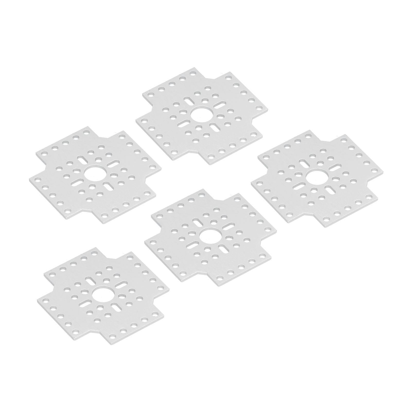 Set Aus 5 Perforierten Aluminiumlegierungsträgern, Gitterplatten Für Roboter Und Technische Anlagen, Die Die Herstellung Von Verbindungswinkeln Ermöglichen.