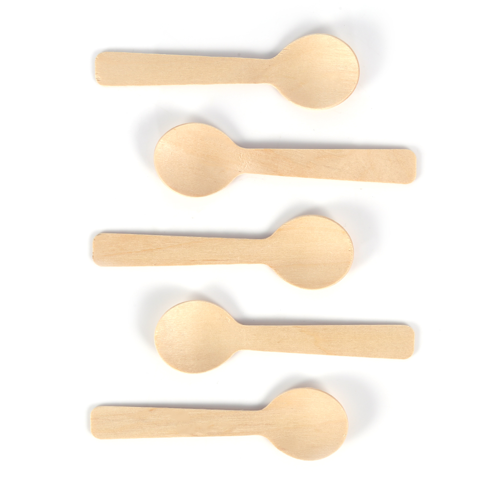 100 Einweg-holzlöffel Für Eis Und Tee, 10 Cm, Bumplies Besteck