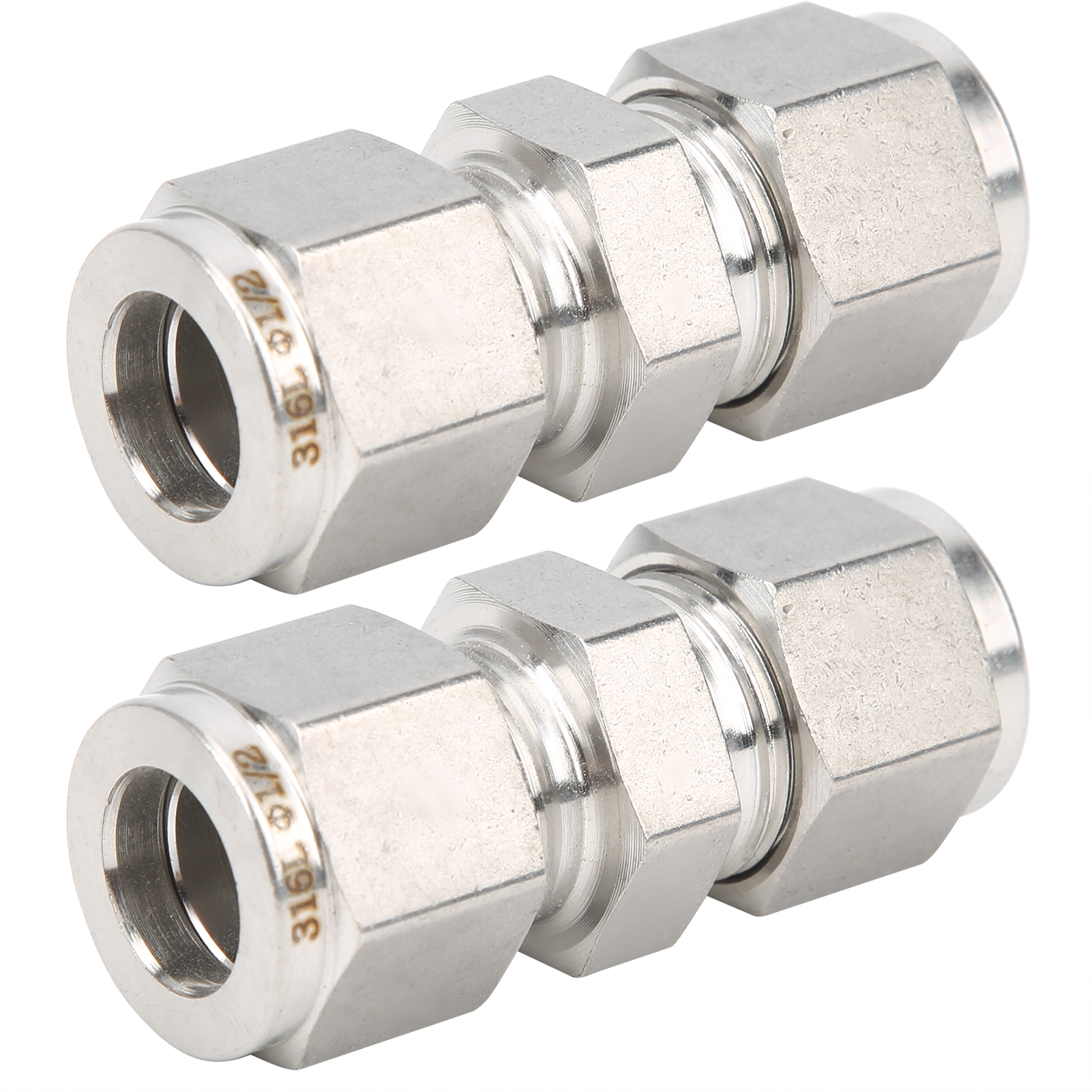 Edelstahl-316-klemmringverschraubungen, Gerader Schlauchverbinder Mit Doppelklemmring (ф1/2)