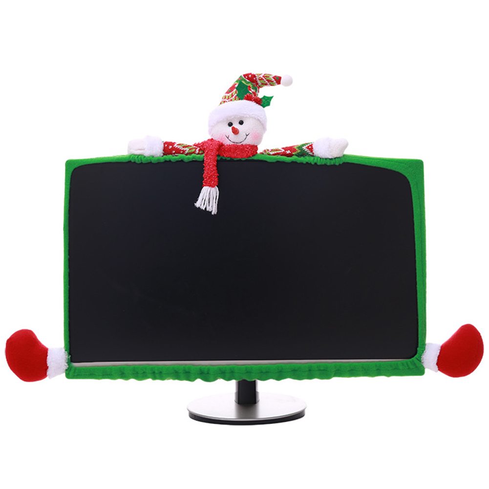 Weihnachtlicher 3d-bildschirmrahmen Für 19-27-zoll-pcs, Mit Schutzhülle Und Schneemann-motiv