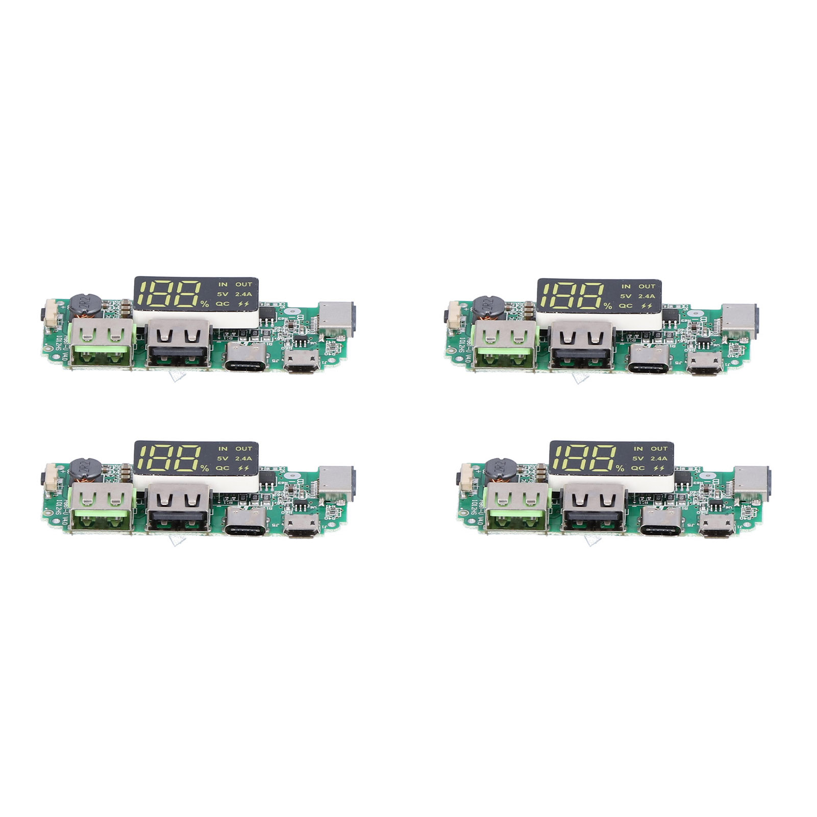 Set Aus 4 Lademodulen Für Mobile Geräte Mit Zwei Usb 5v 2,4a Anschlüssen Und Überlastungsschutz.