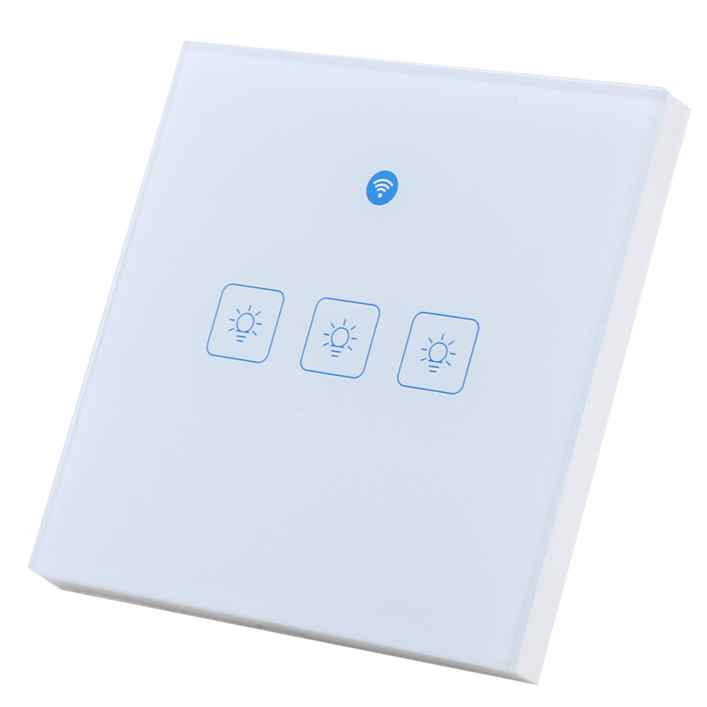 Intelligenter Wlan-touch-wandschalter Mit Fernbedienung/sprachsteuerung, Eu-stecker 100–240 V, 3-wege