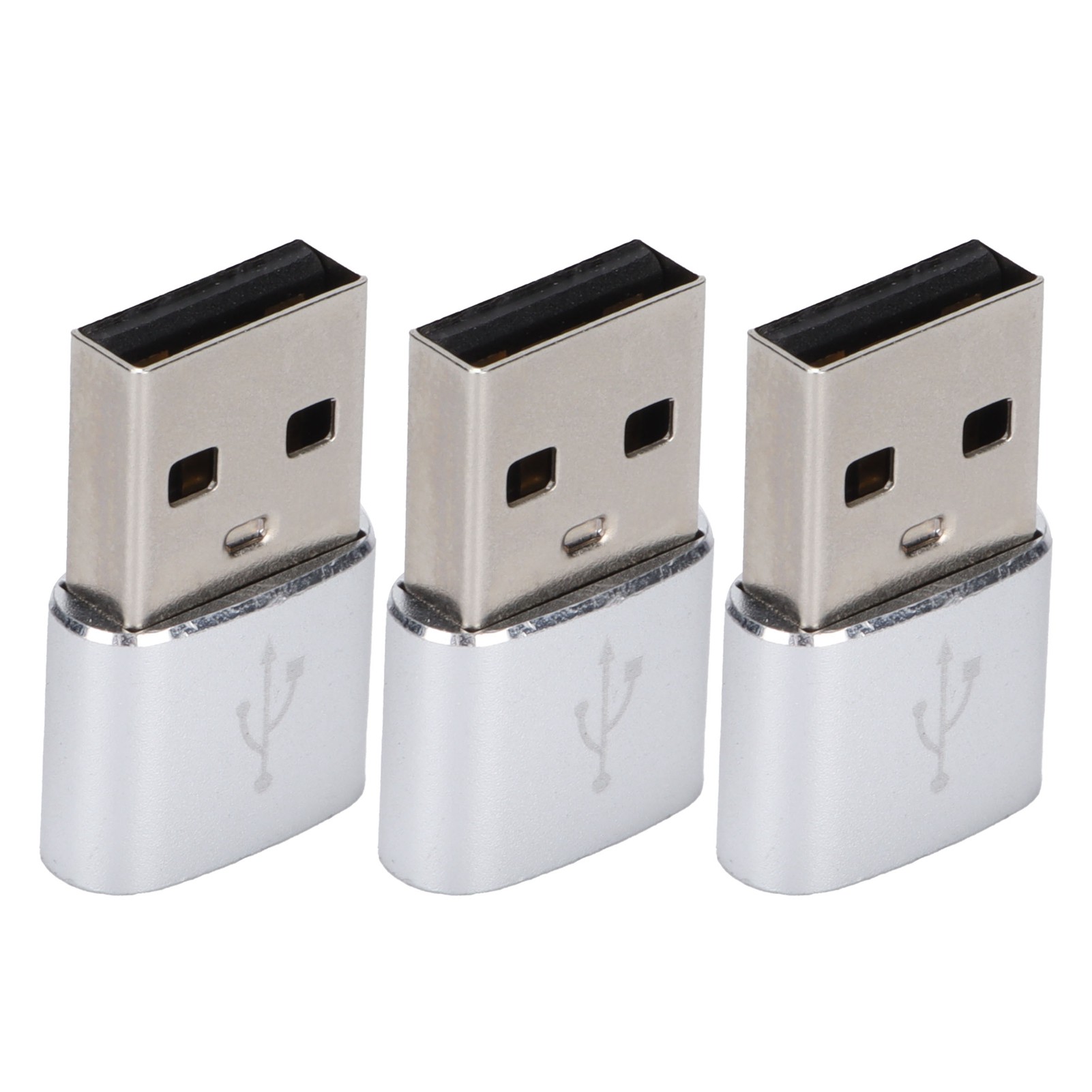 Set Mit 3 Usb 2.0 Stecker Auf Typ-c Buchse Adapter Für Usb-sticks, Metall, Für Laptops Und Mobiltelefone (silber)