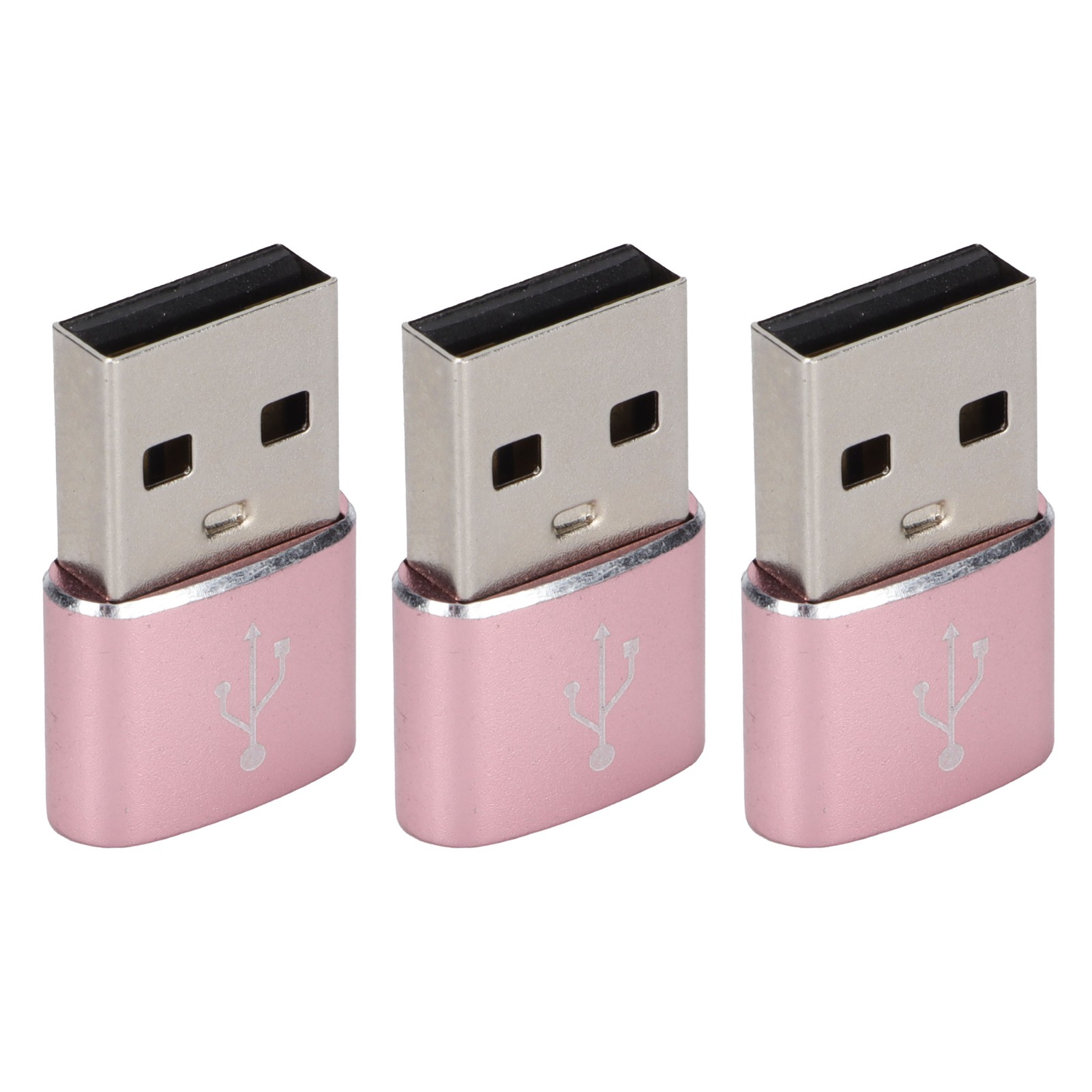 3er-pack Usb 2.0 Stecker Auf Typ-c Buchse Metalladapter Für Laptop Und Mobiltelefon (rosa)
