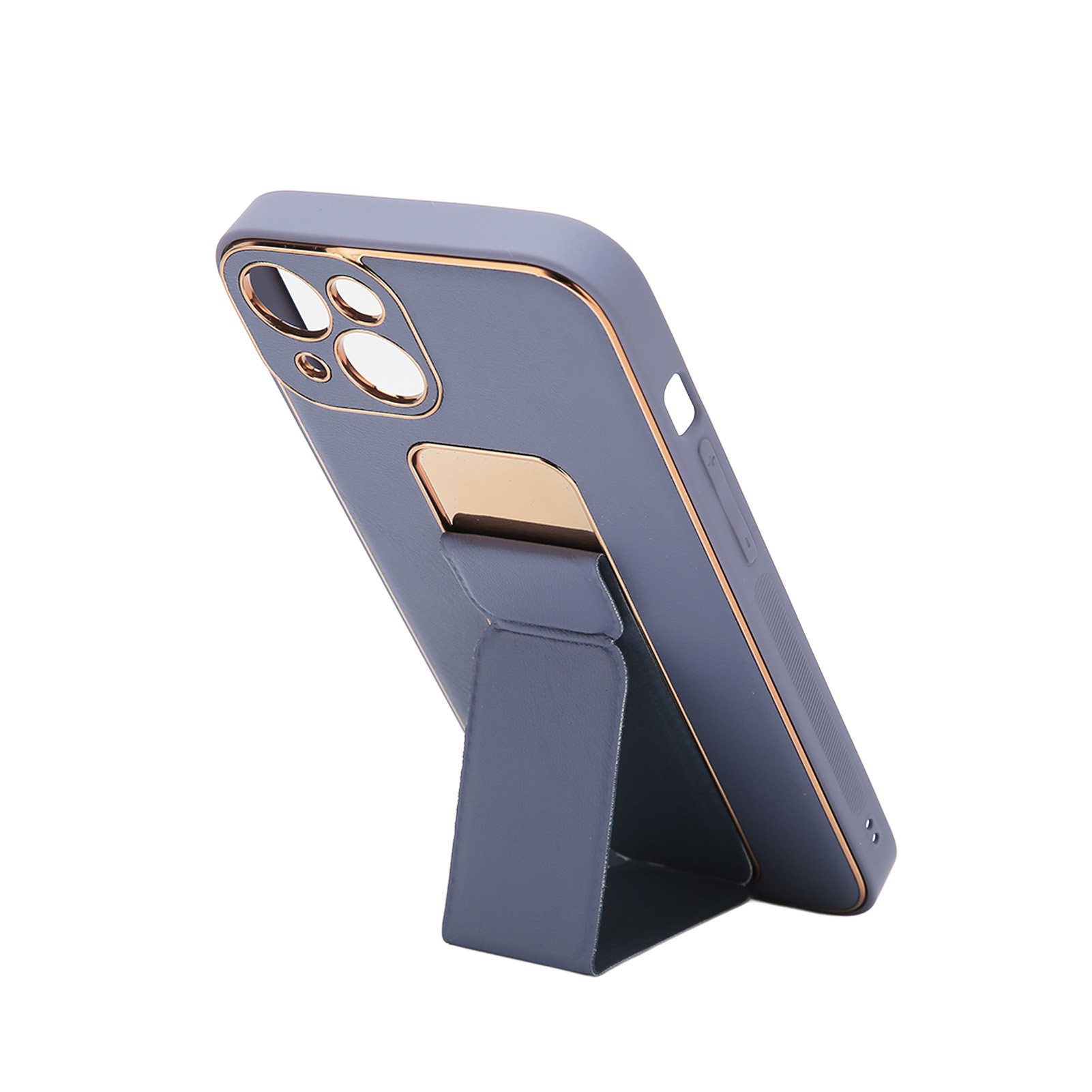 Innovative Handyhülle Mit Vollmetall- Und Lederrahmen, Stoßfestem Schutz Und Faltbarer Handschlaufe Für Iphone 13 (lila)