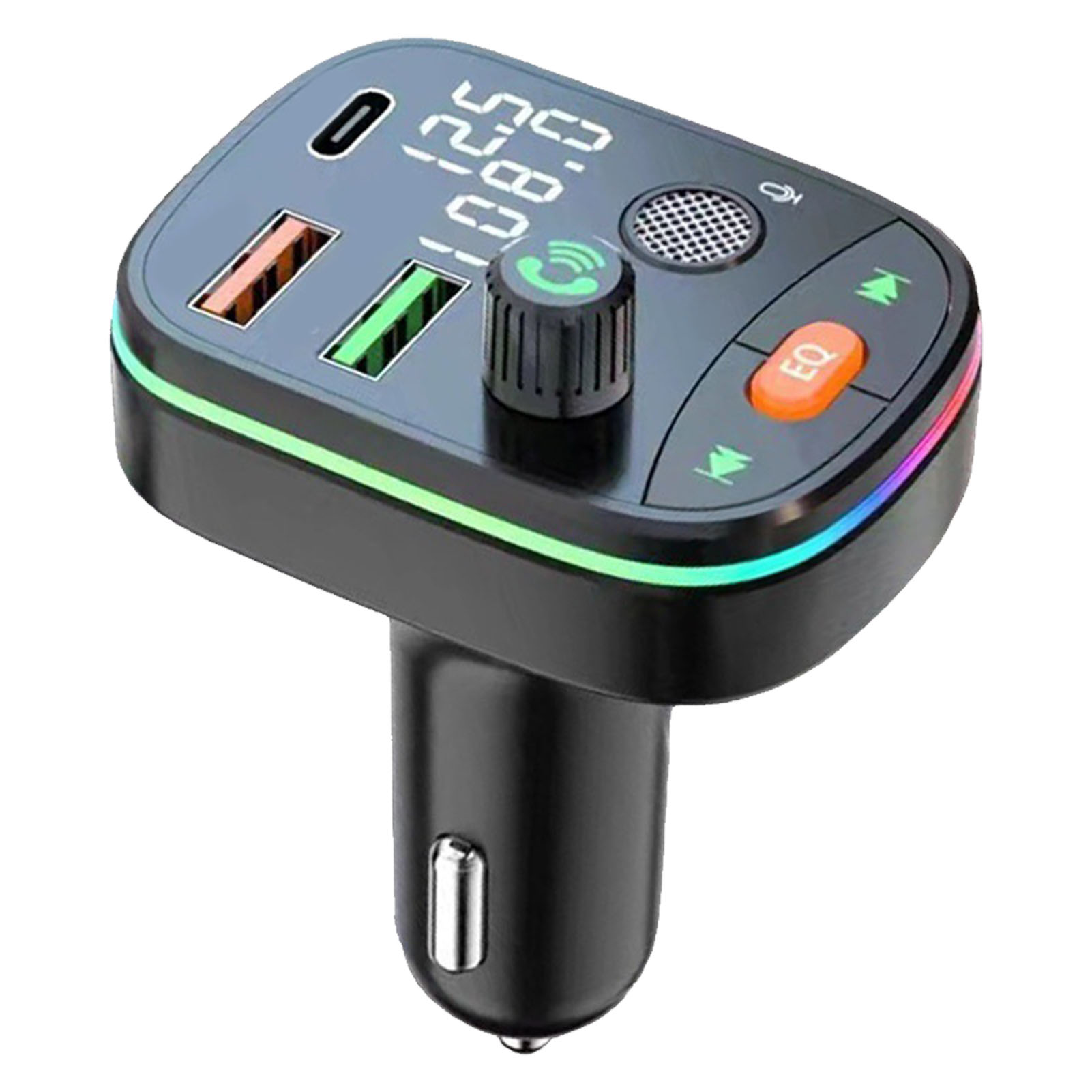 Fm-transmitter Fürs Auto Mit Freisprechfunktion, 3 Ladeanschlüssen, Bluetooth Und Mp3-player.