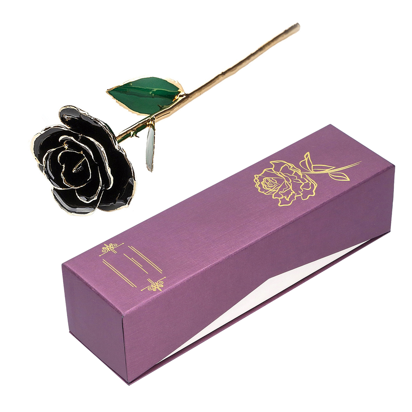 Schwarze Rose Aus Proteinharz, 24-karätig Vergoldet, Mit Sockel – Das Ideale Geschenk Zum Valentinstag Oder Geburtstag.