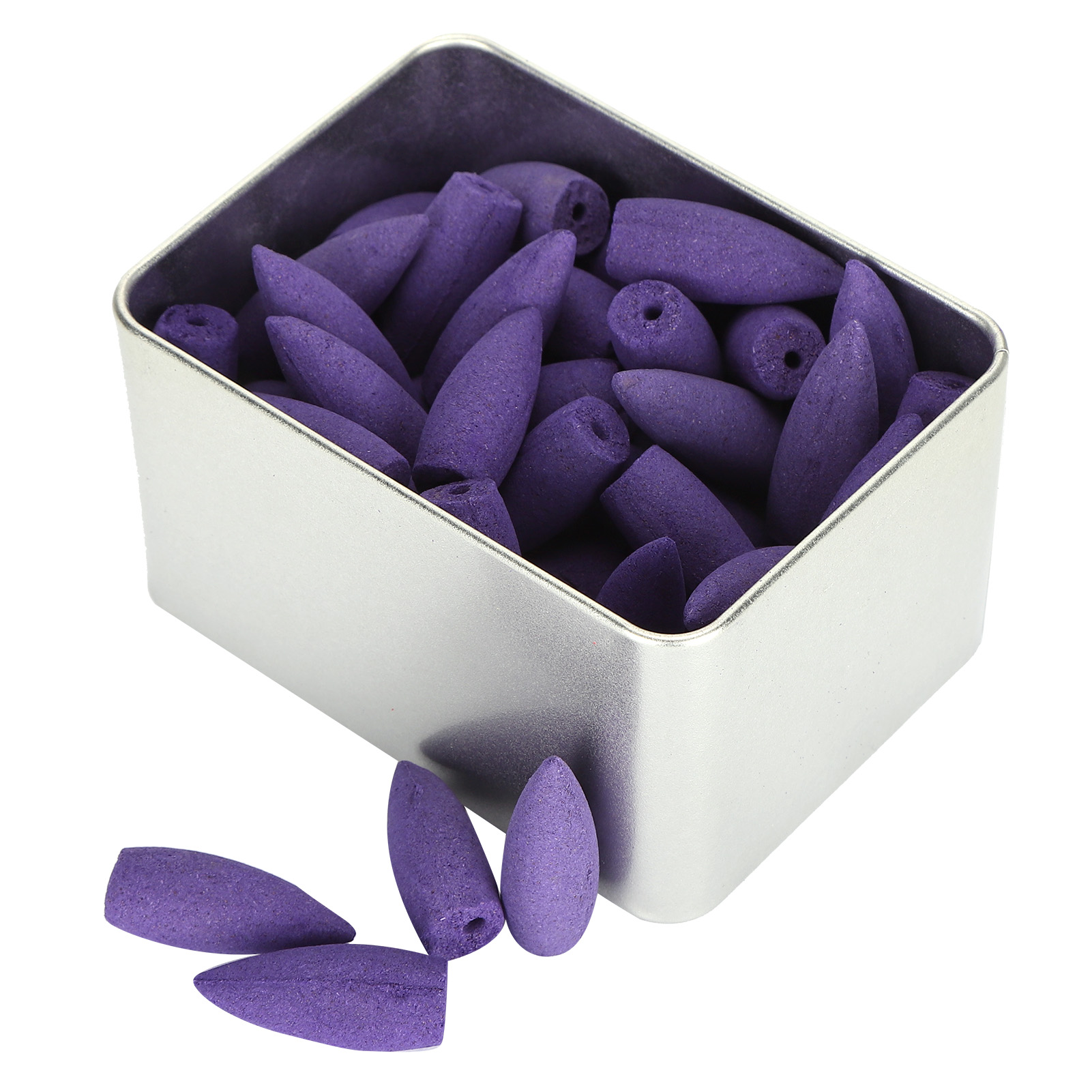 50 Rückfluss-räucherkegel, Natürlicher Duftdiffusor, Luftreiniger, In Metalldose, Lavendel
