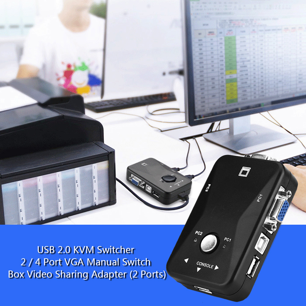 Usb 2.0 Kvm-switch Mit 2/4 Vga-anschlüssen, Manueller Umschaltbox, Video-sharing-adapter (2 Anschlüsse)