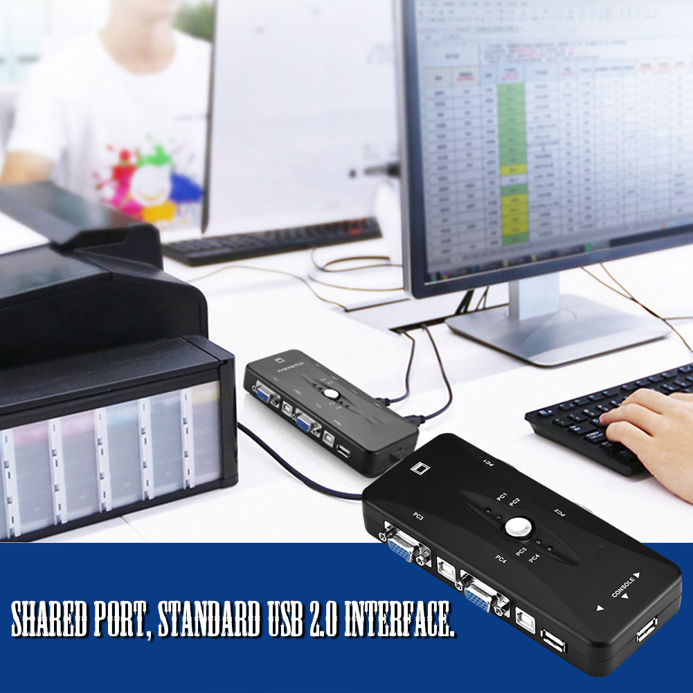 Usb 2.0 Kvm-switch Mit 2/4 Vga-anschlüssen, Manueller Umschaltbox, Video-sharing-adapter (4 Anschlüsse)