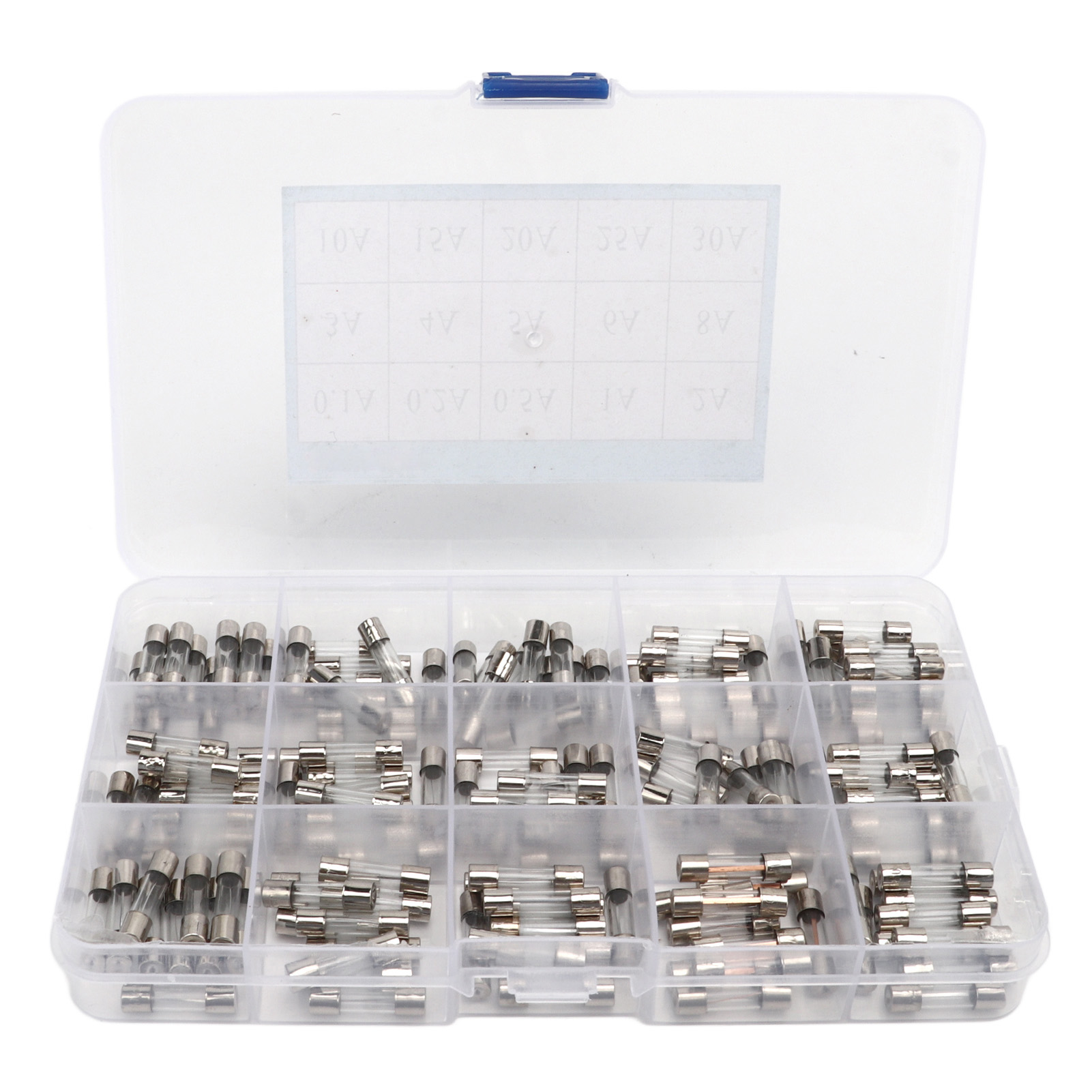 Set Mit 150 Glassicherungen (0,1 A Bis 30 A, 15 Verschiedene Typen, 5 X 20 Mm) Zum Schutz Von Stromkreisen