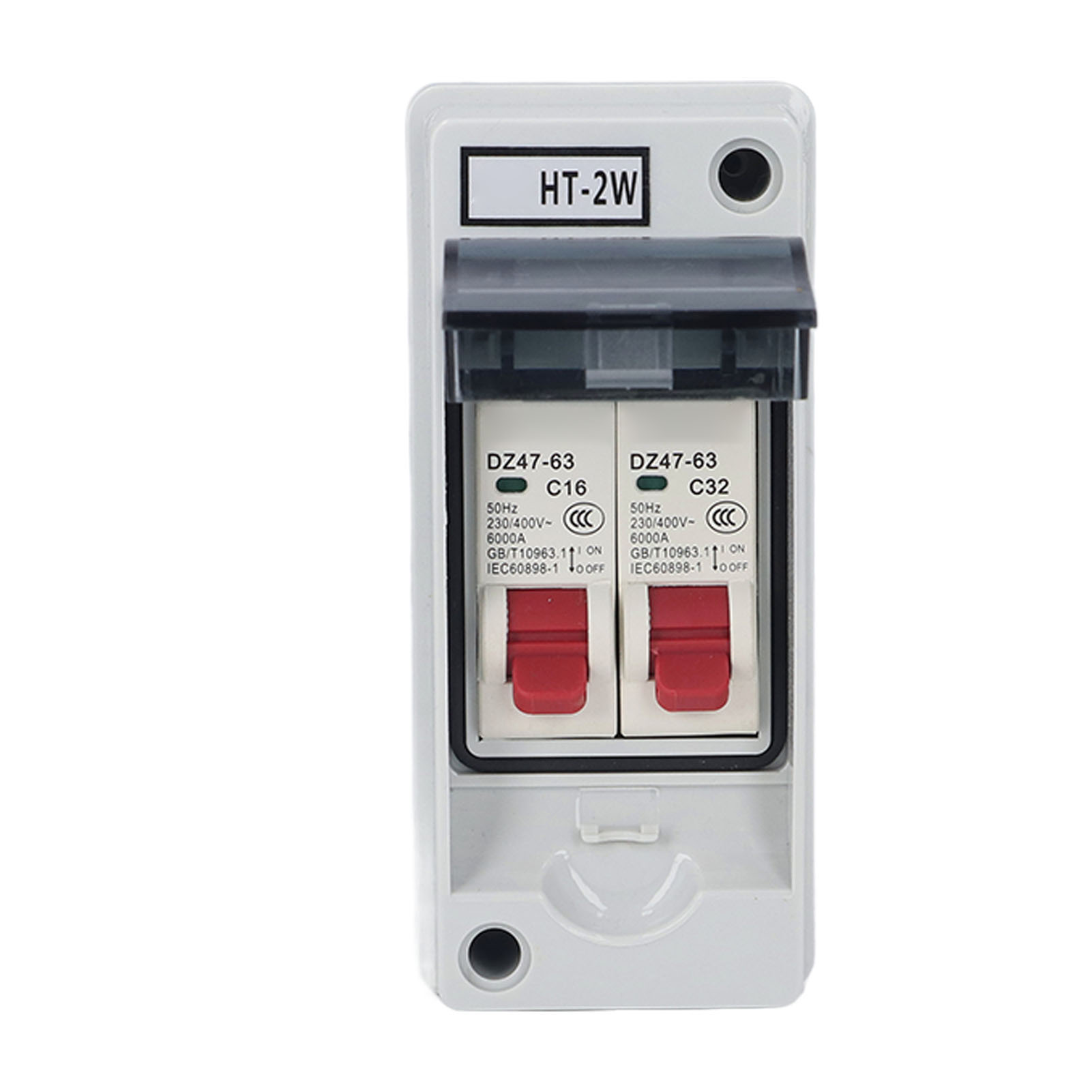 Wasserdichter, Feuerhemmender 2-wege-verteilerkasten (schutzart Ip65), Leitungsschutzschalter Typ C, Für Den Außenbereich, 16 A/32 A