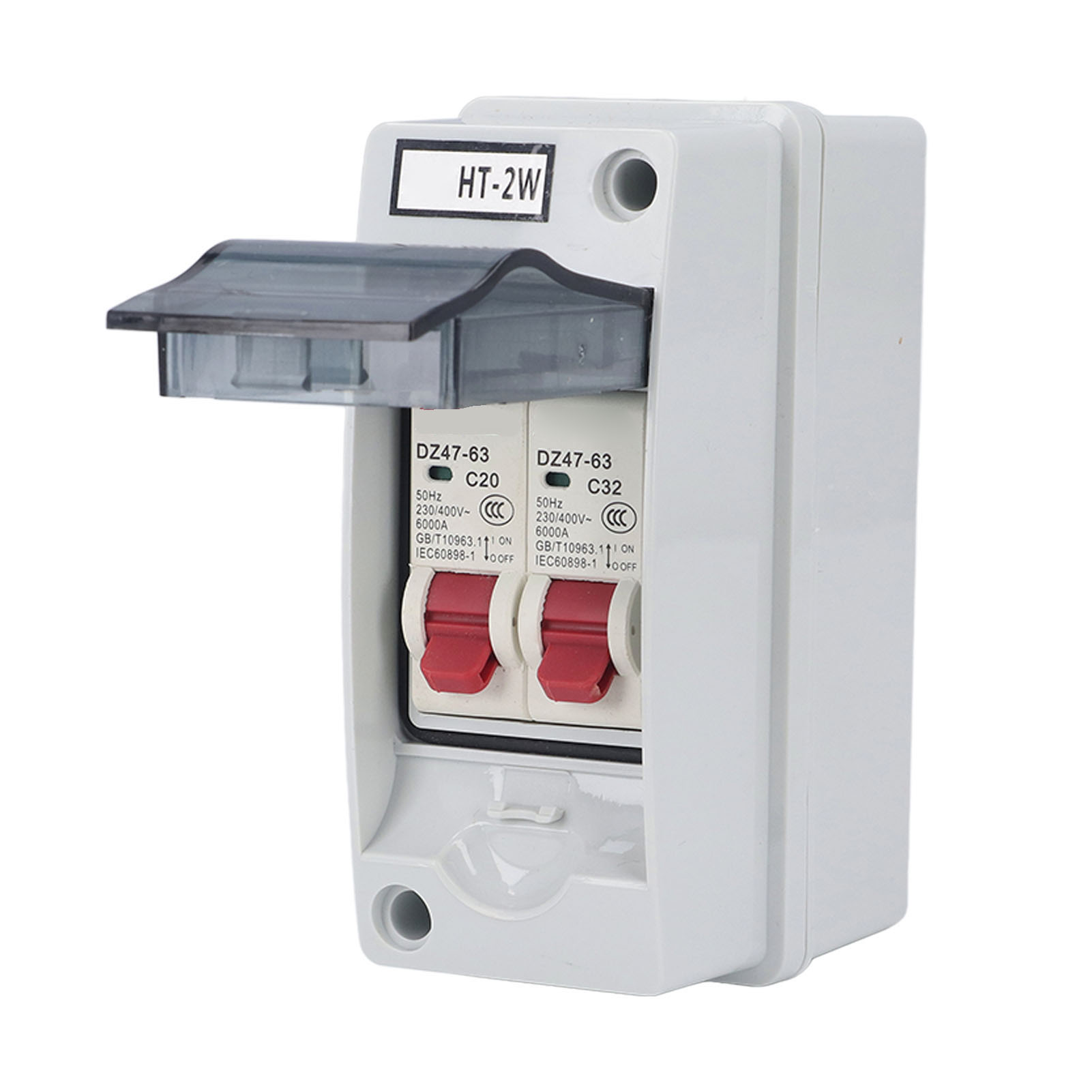 Ip65 Wasserdichter, Feuerfester 2-wege-verteilerkasten Mit Typ-c-leistungsschalter, Für Den Außenbereich, 20 A Und 32 A.