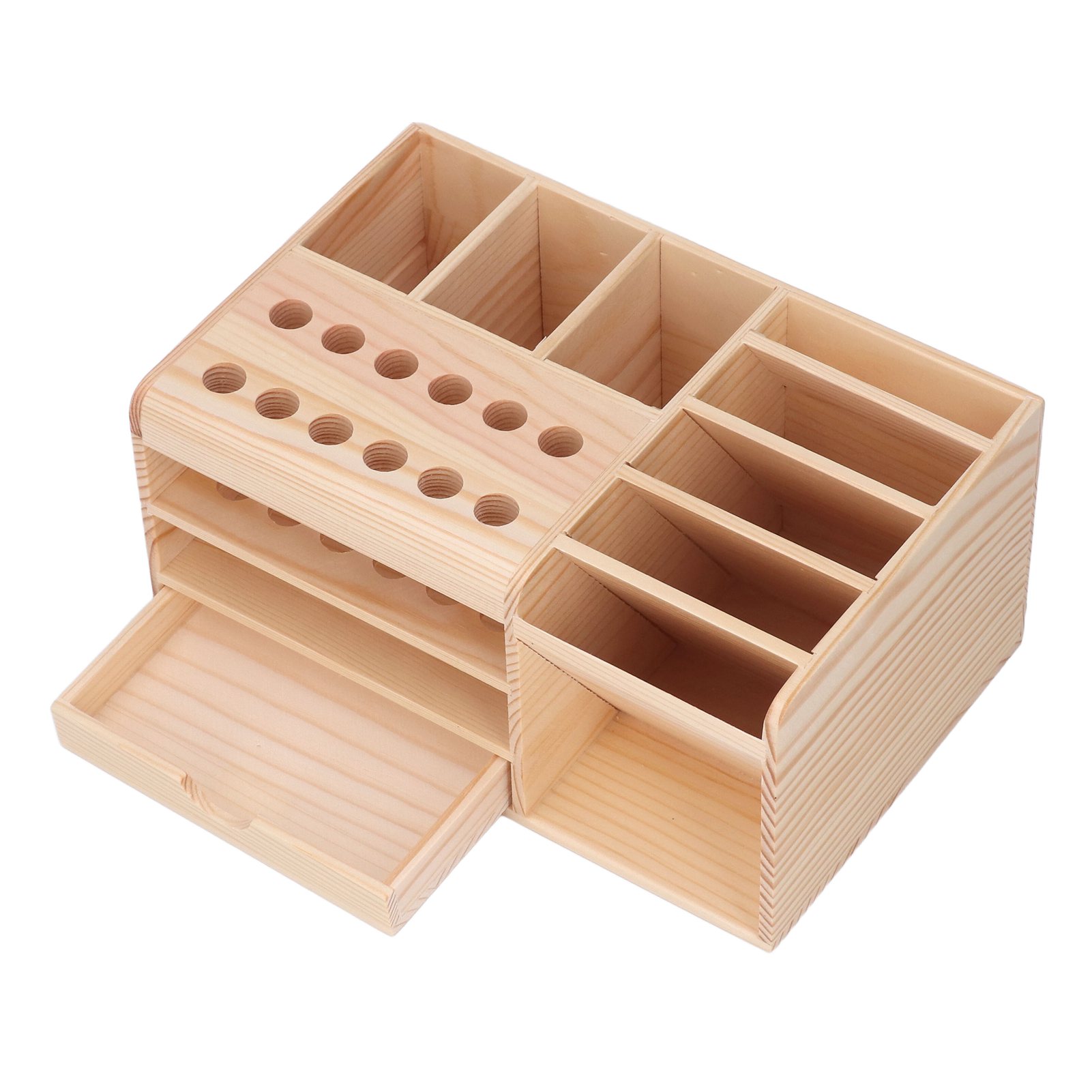 Robuster Aufbewahrungskasten Für Reparaturwerkzeuge Aus Synthetischem Holz Mit Glatten Kanten Und Staufächern.