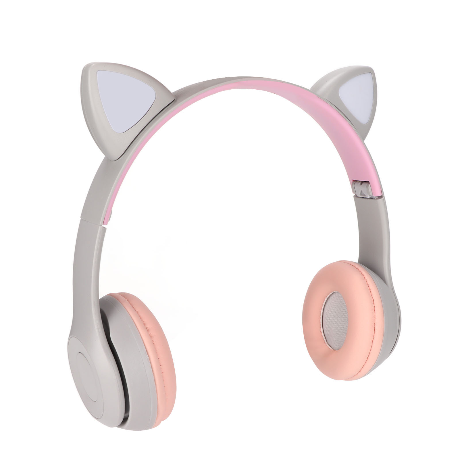 Bluetooth-kopfhörer In Katzenohrenform Mit Geräuschunterdrückung, Einziehbarem Ohrbügel, Kabellos, Mit Verbindungskarte Und Farbigem Led-licht Für Kinder