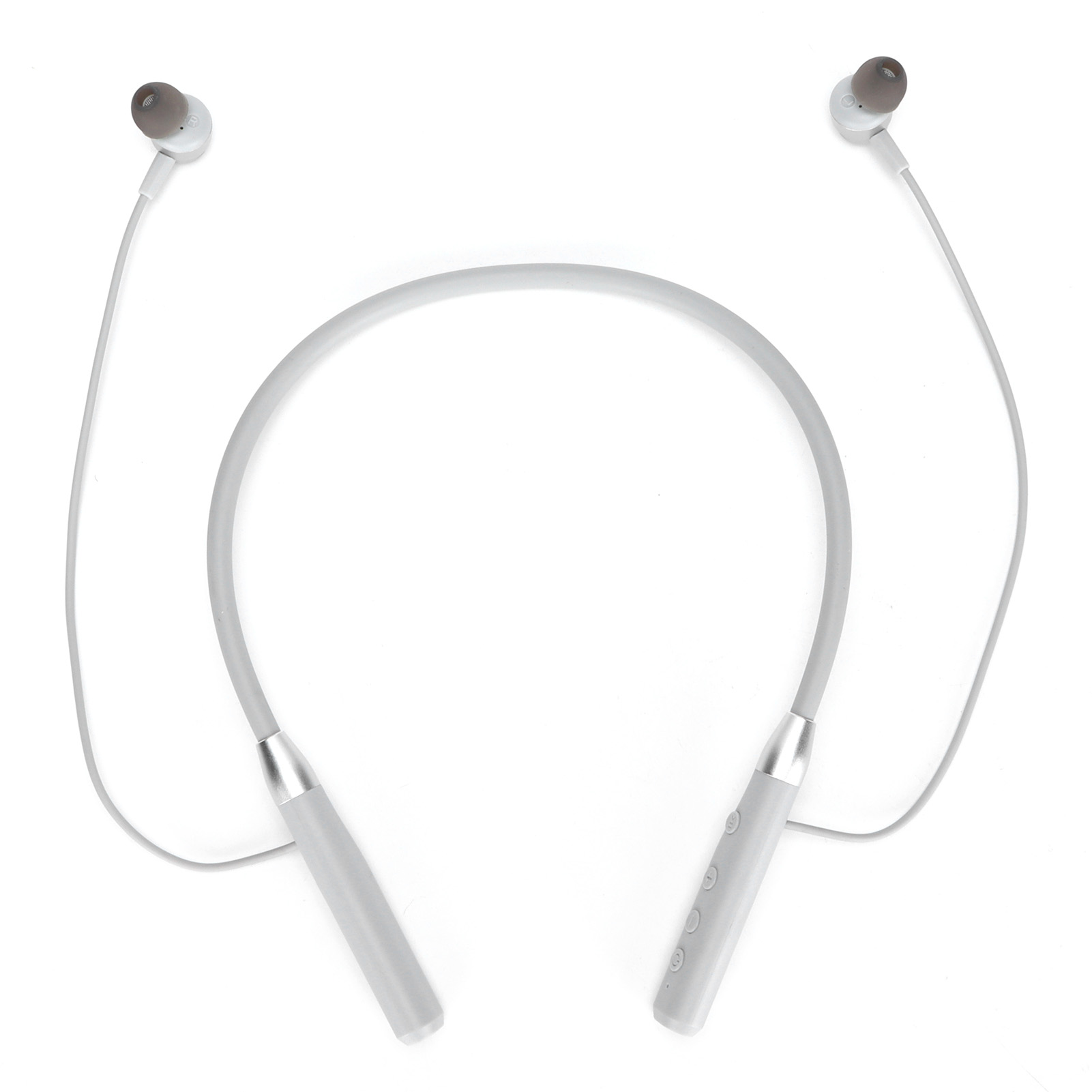 Kabelloser Sport-nackenbügelkopfhörer Mit Magnetischem Metall-subwoofer Und Bluetooth (grau)