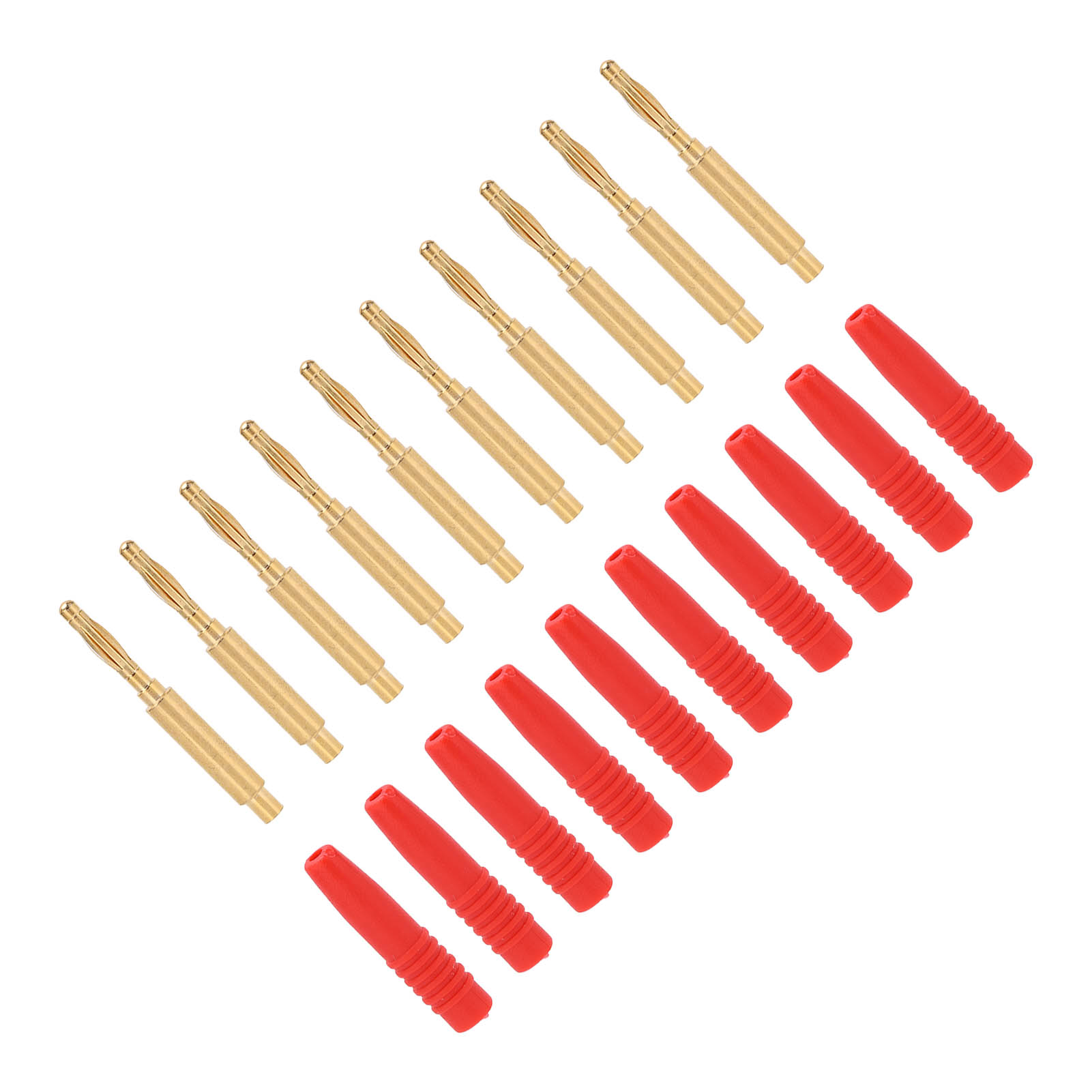 Packung Mit 10 Vergoldeten Bananensteckern, 2 Mm Stecker, Isolierte Metallstecker Mit Etui Für Testgeräte (rot).