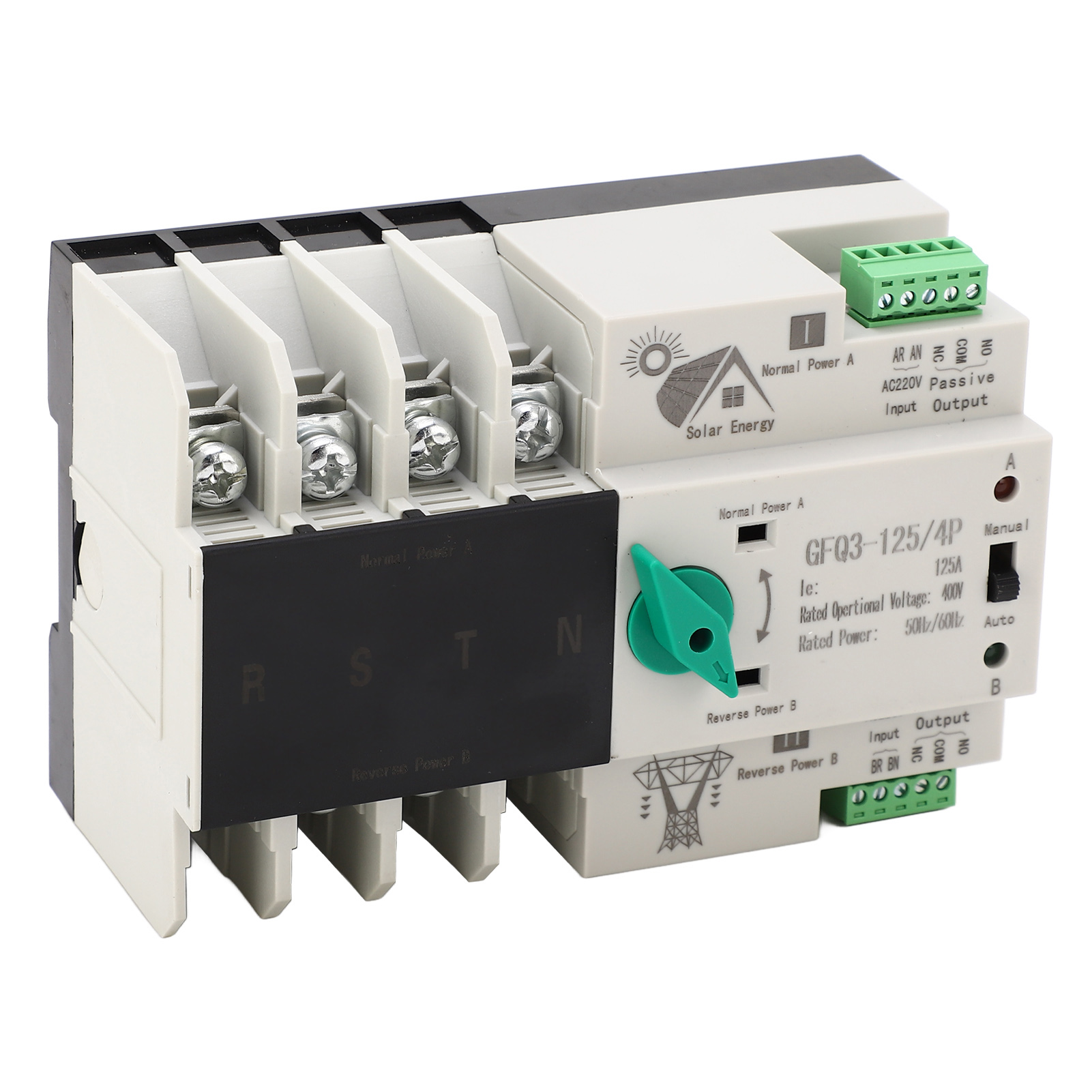 Ac400v 4p 50 Oder 60 Hz Automatischer Umschalter Mit Doppelter Elektronischer Schutzschaltung Für Fabriken Und Einkaufszentren 125a