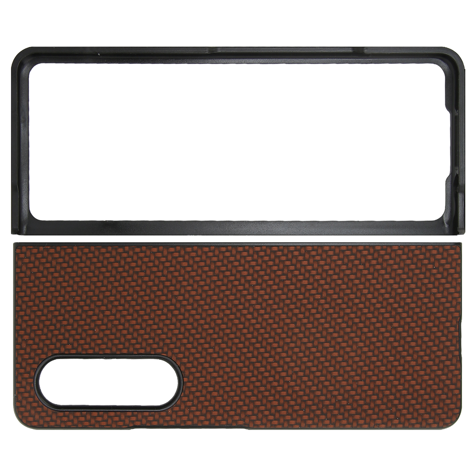 Faltbare Handyhülle Mit Rundumschutz Für Galaxy Z Fold 3, Carbonfaser-optik, Kaffeefarbe