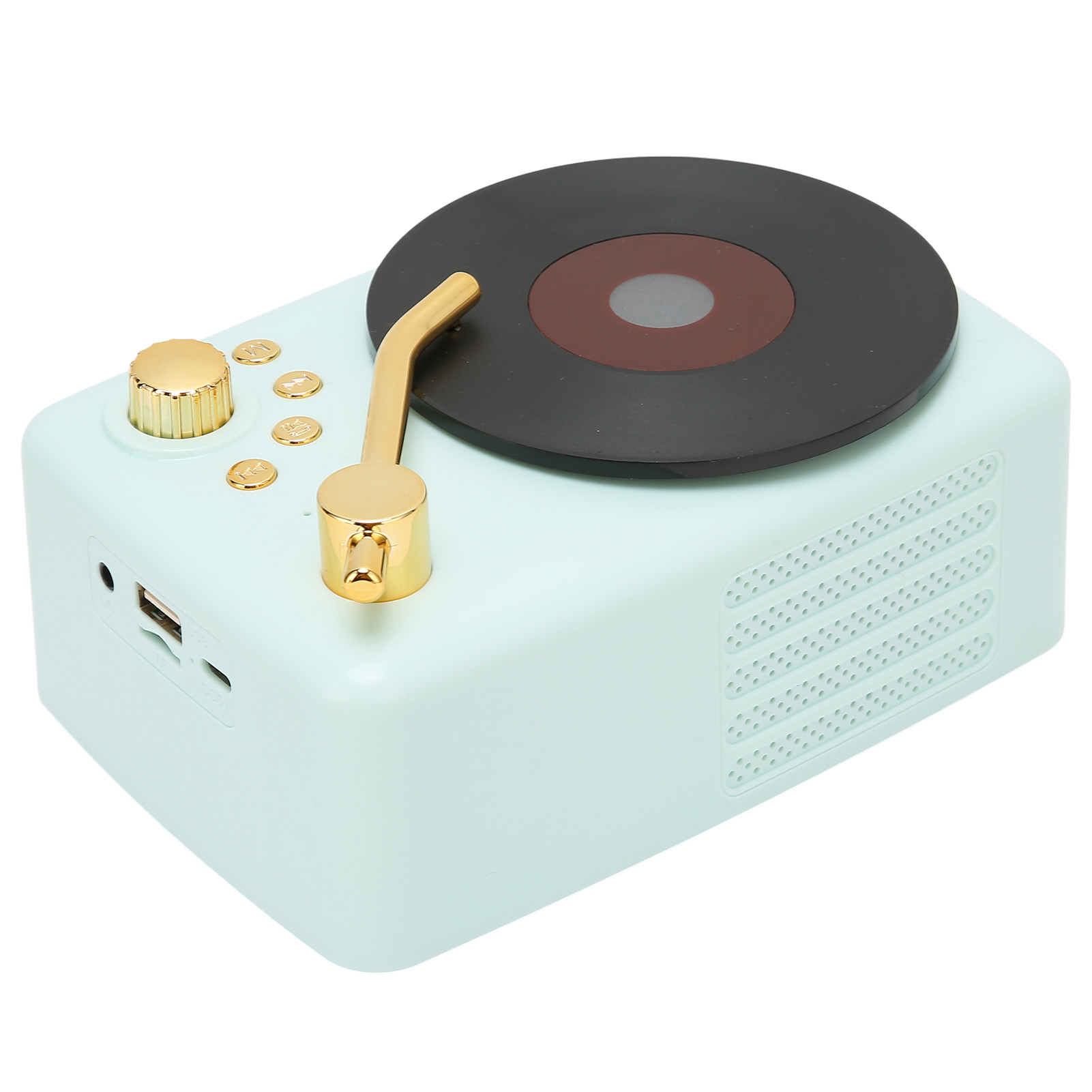 Usb-wiederaufladbarer Stereo-bluetooth-lautsprecher, Retro-schallplatten-design, Tragbarer Mini-lautsprecher Für Zuhause, Partys Und Reisen (blau)